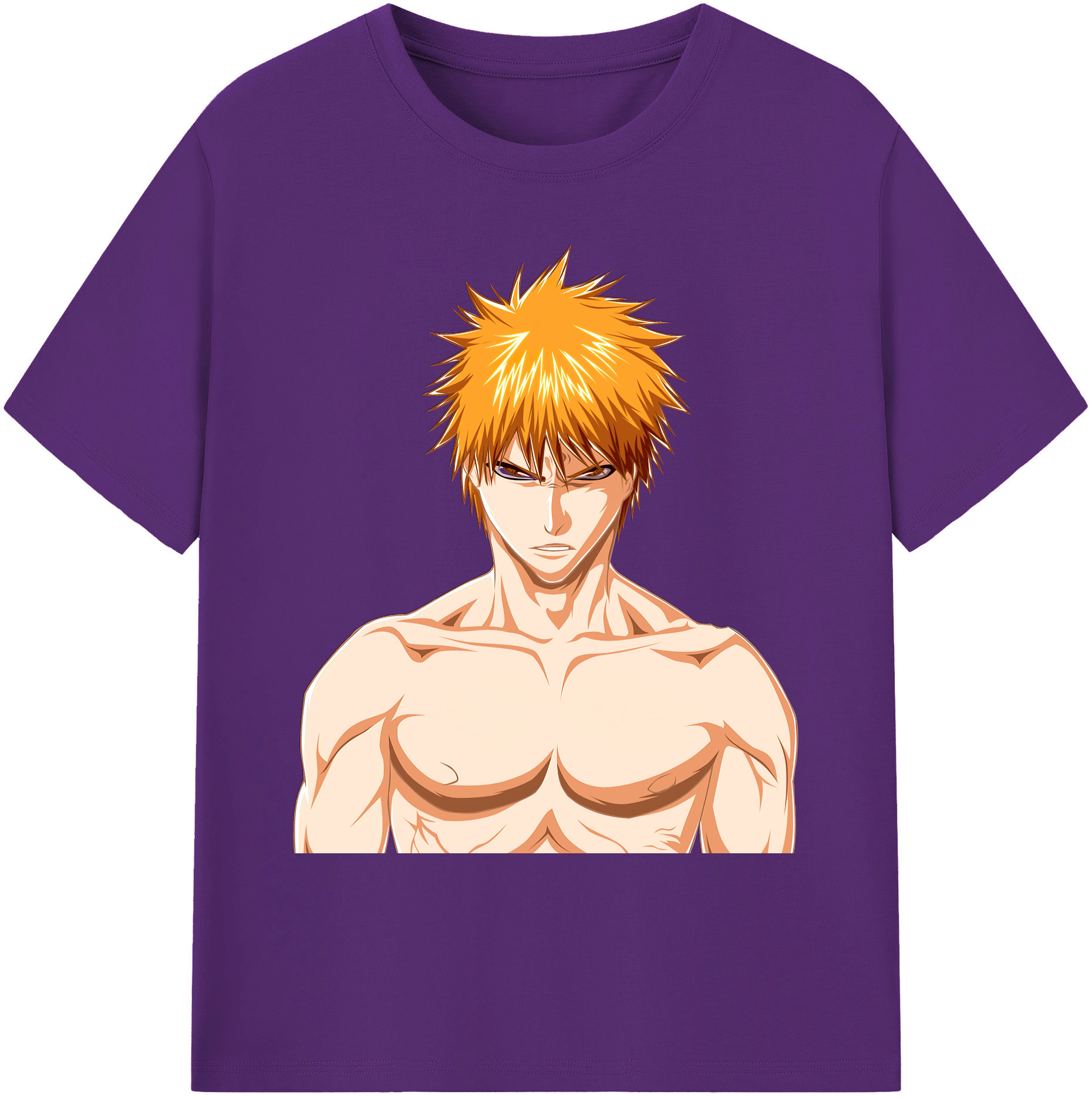 （画像用） ブリーチ 黒崎一護（くろさき いちご）BLEACH Kurosaki Ichigo 綿100％ メンズ半袖Tシャツ｜肌触りやわらか＆通気性