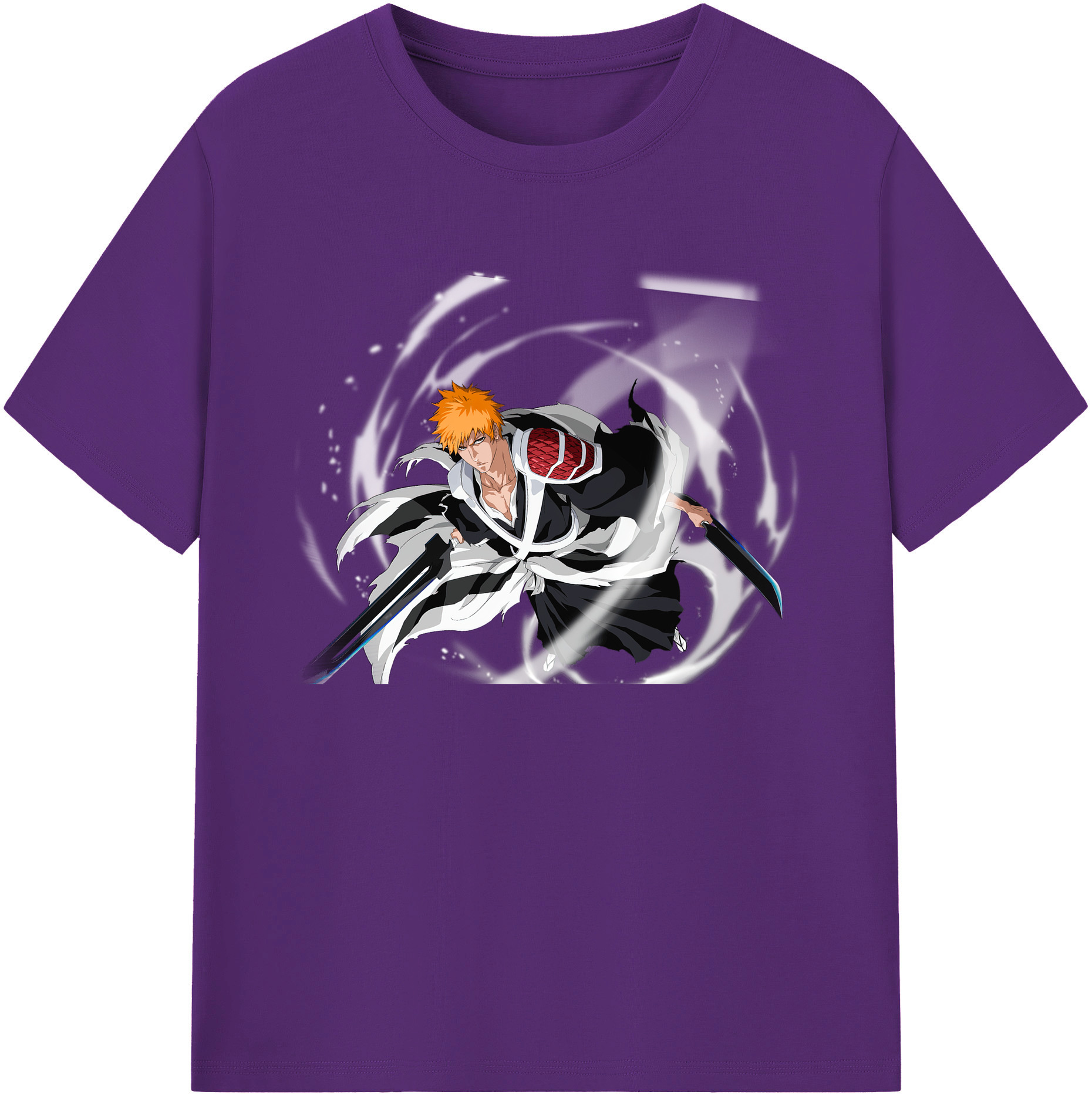 （画像用） ブリーチ 黒崎一護（くろさき いちご）BLEACH Kurosaki Ichigo 綿100％ メンズ半袖Tシャツ｜肌触りやわらか＆通気性