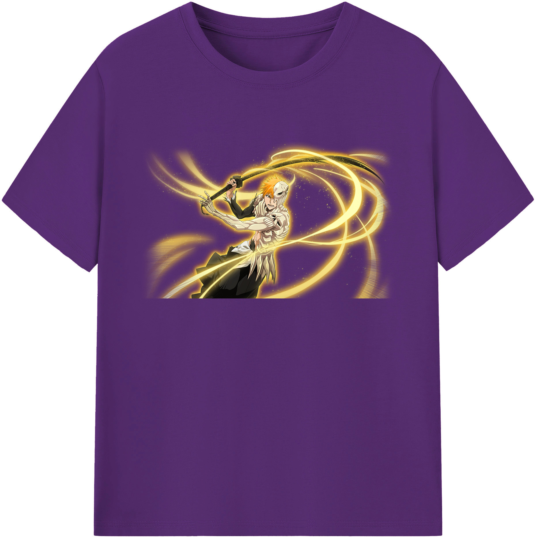 （画像用） ブリーチ 黒崎一護（くろさき いちご）BLEACH Kurosaki Ichigo 綿100％ メンズ半袖Tシャツ｜肌触りやわらか＆通気性