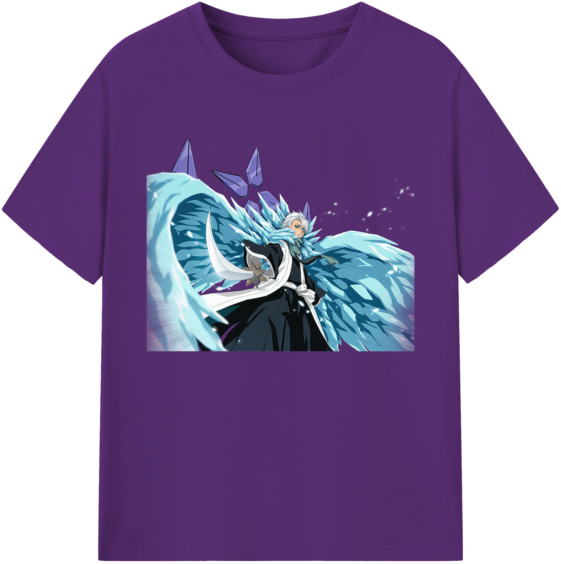 （画像用） ブリーチ 日番谷冬獅郎（ひつがや とうしろう） BLEACH Hitsugaya Toushirou 綿100％ メンズ半袖Tシャツ｜肌触りやわらか＆通気性