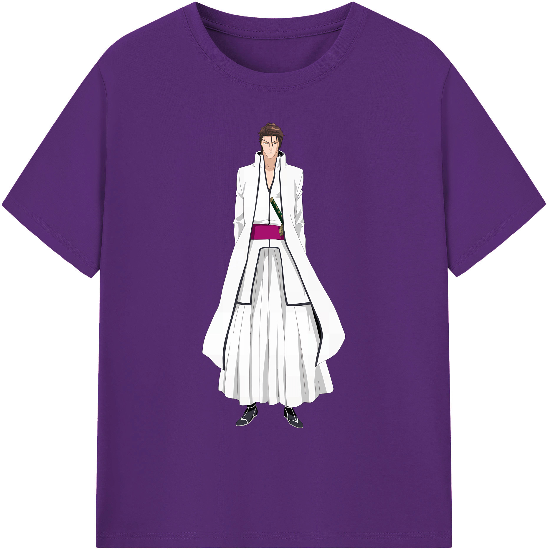 （画像用） ブリーチ 藍染 惣右介（あいぜん そうすけ） BLEACH Aizen Sousuke 綿100％ メンズ半袖Tシャツ｜肌触りやわらか＆通気性