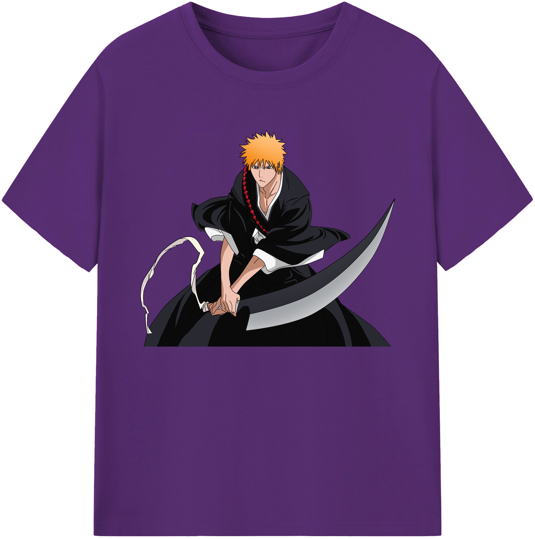 （画像用） ブリーチ 黒崎一護（くろさき いちご）BLEACH Kurosaki Ichigo 綿100％ メンズ半袖Tシャツ｜肌触りやわらか＆通気性