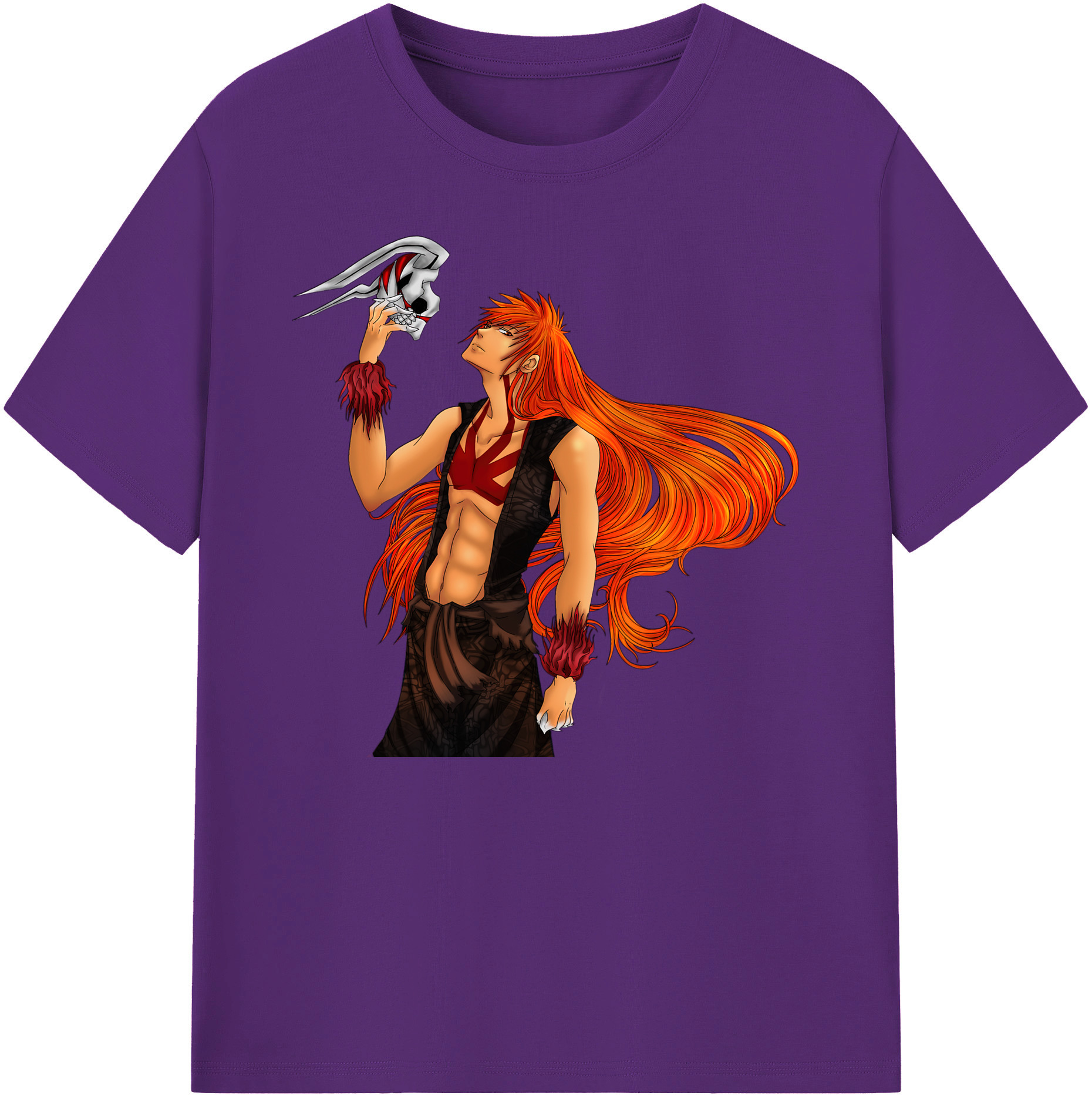 （画像用） ブリーチ 黒崎一護（くろさき いちご）BLEACH Kurosaki Ichigo 綿100％ メンズ半袖Tシャツ｜肌触りやわらか＆通気性