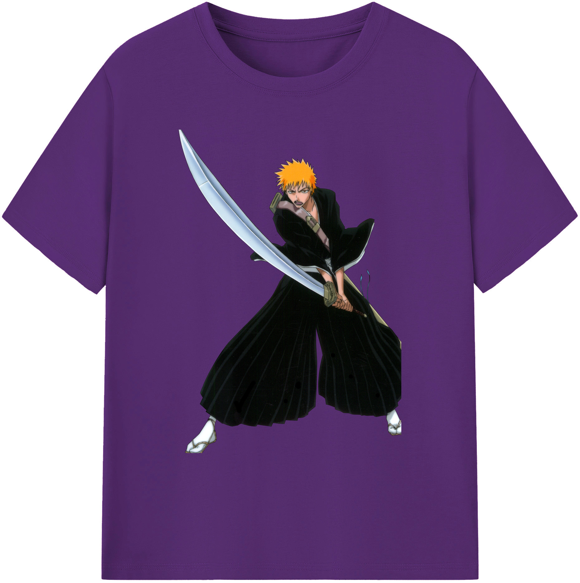 （画像用） ブリーチ 黒崎一護（くろさき いちご）BLEACH Kurosaki Ichigo 綿100％ メンズ半袖Tシャツ｜肌触りやわらか＆通気性