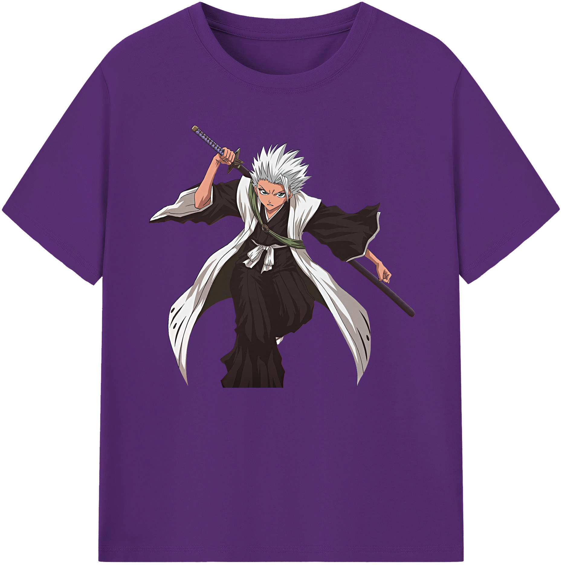 （画像用） ブリーチ 日番谷冬獅郎（ひつがや とうしろう） BLEACH Hitsugaya Toushirou 綿100％ メンズ半袖Tシャツ｜肌触りやわらか＆通気性