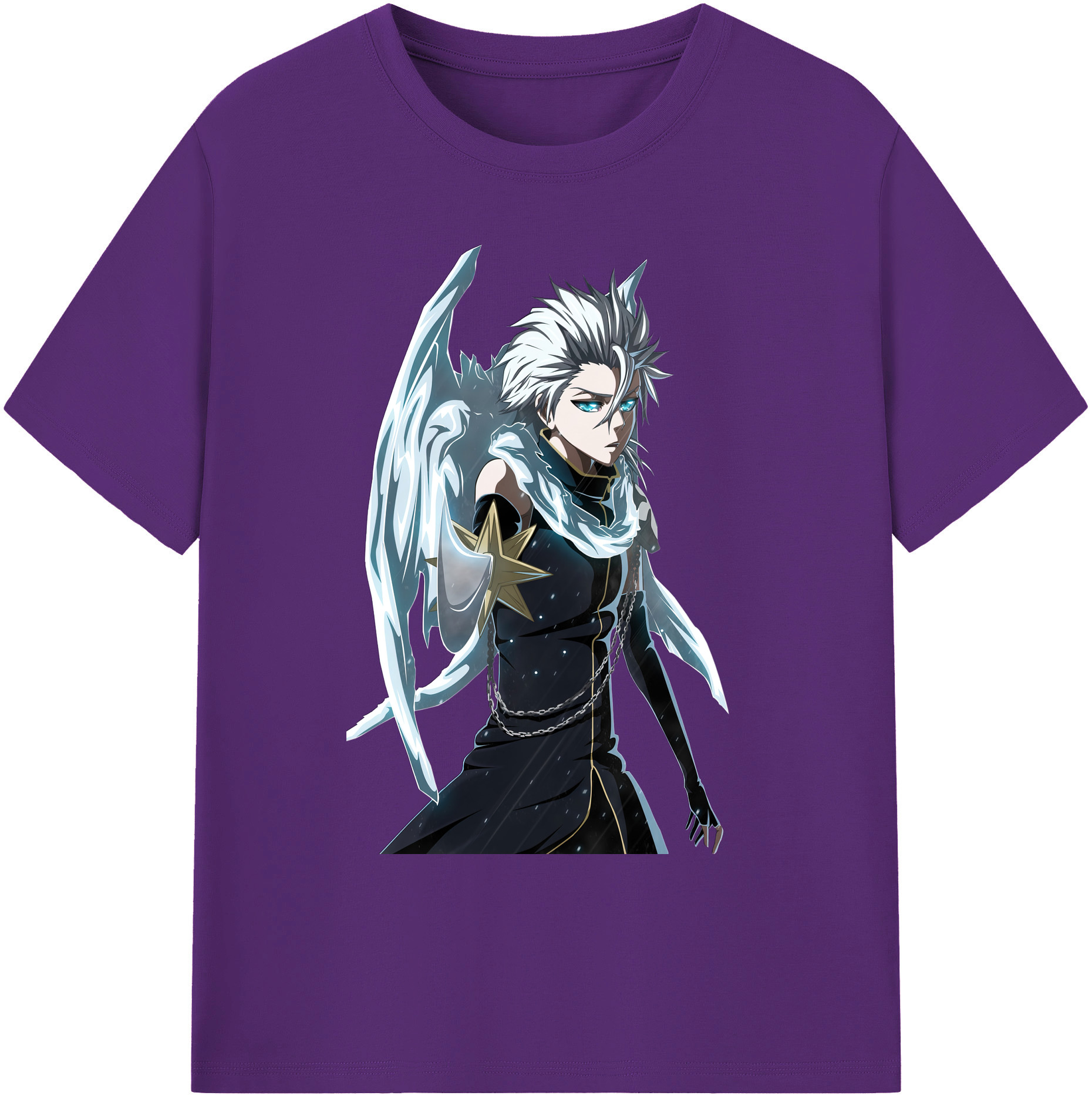 （画像用） ブリーチ 日番谷冬獅郎（ひつがや とうしろう） BLEACH Hitsugaya Toushirou 綿100％ メンズ半袖Tシャツ｜肌触りやわらか＆通気性