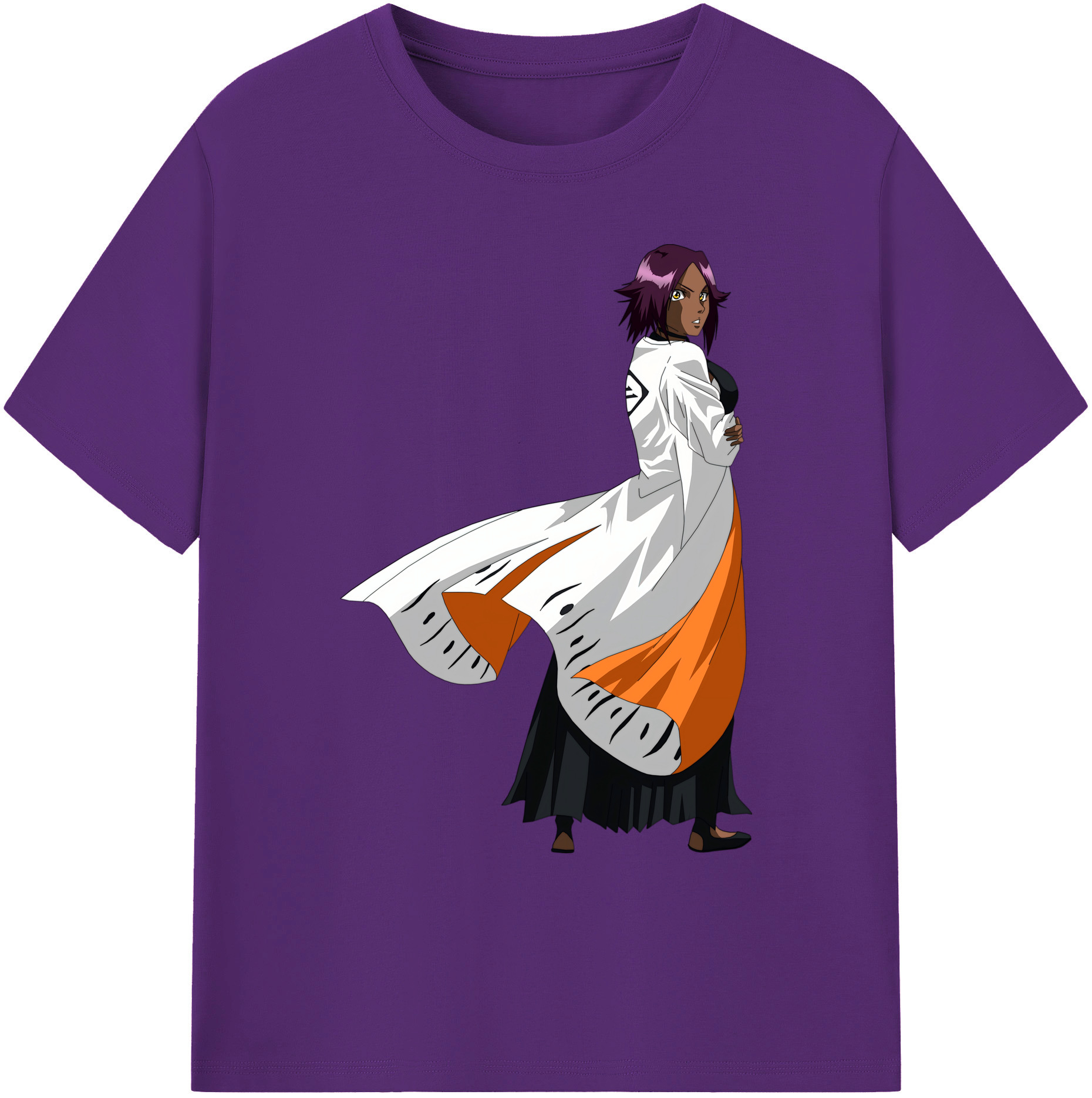 （画像用） ブリーチ 四楓院 夜一（しほういん よるいち） BLEACH Shihouin Yoruichi 綿100％ メンズ半袖Tシャツ｜肌触りやわらか＆通気性