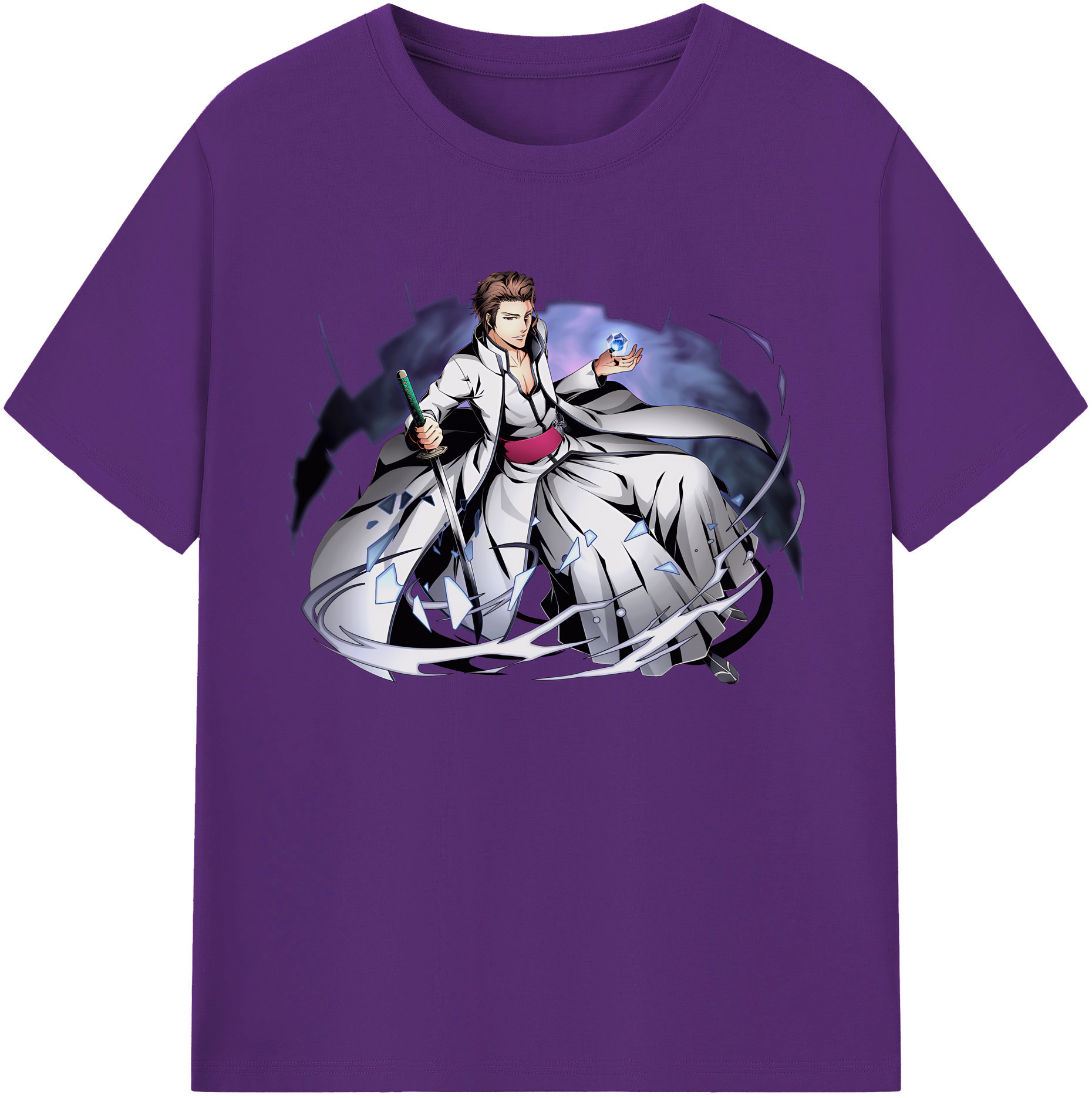 （画像用） ブリーチ 藍染 惣右介（あいぜん そうすけ） BLEACH Aizen Sousuke 綿100％ メンズ半袖Tシャツ｜肌触りやわらか＆通気性