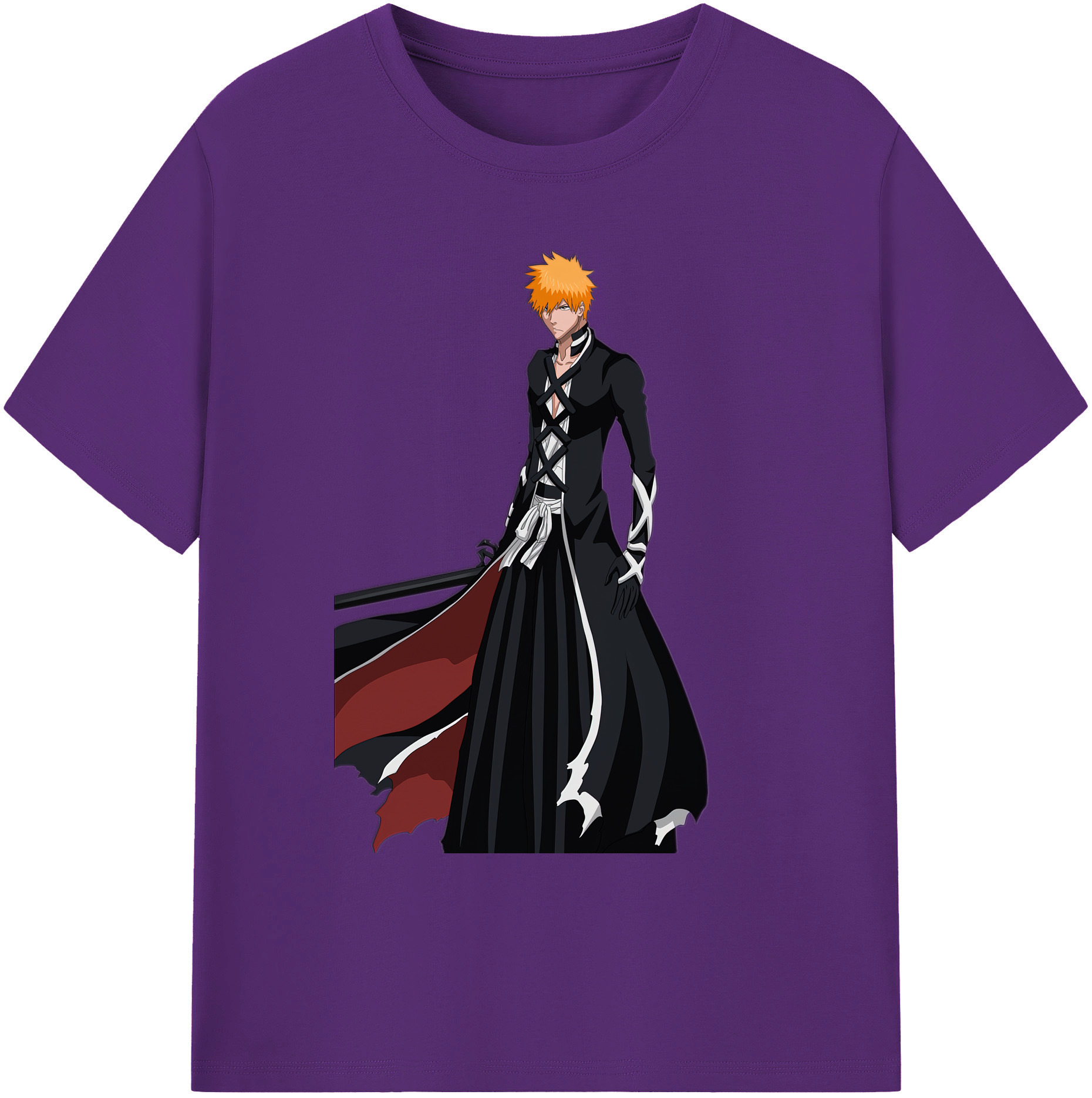 （画像用） ブリーチ 黒崎一護（くろさき いちご）BLEACH Kurosaki Ichigo 綿100％ メンズ半袖Tシャツ｜肌触りやわらか＆通気性