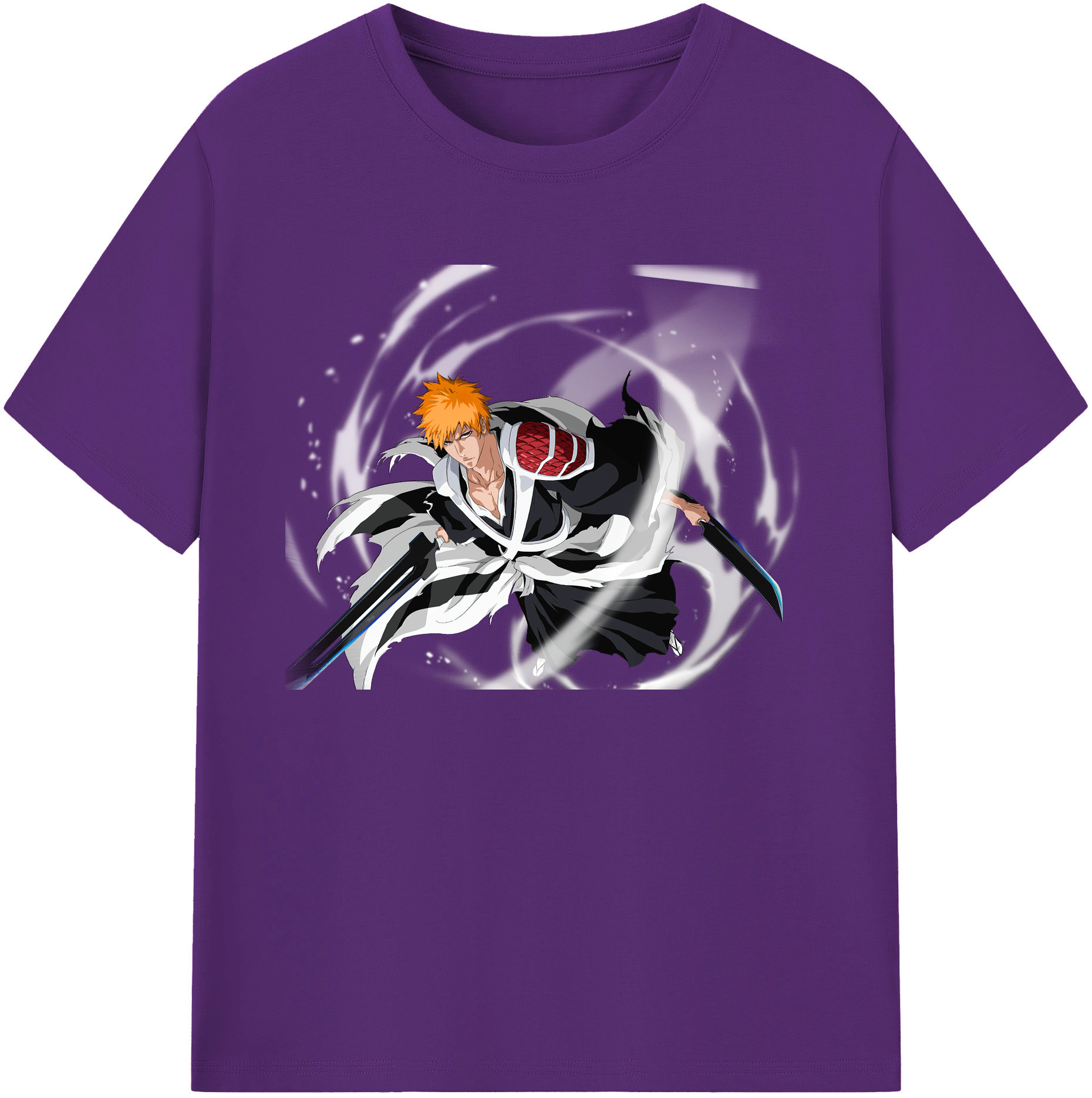 （画像用） ブリーチ 黒崎一護（くろさき いちご）BLEACH Kurosaki Ichigo 綿100％ メンズ半袖Tシャツ｜肌触りやわらか＆通気性
