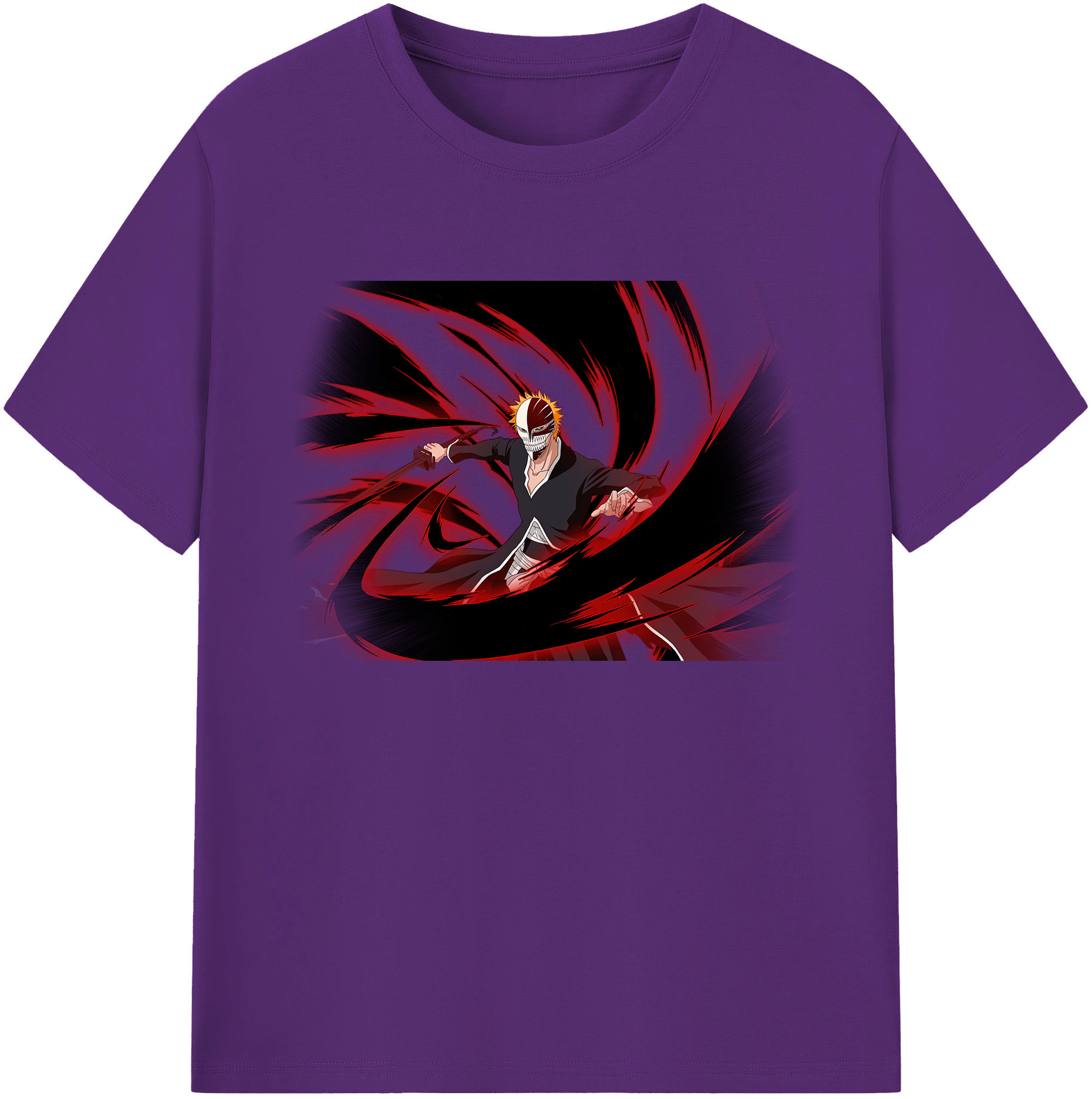 （画像用） ブリーチ 黒崎一護（くろさき いちご）BLEACH Kurosaki Ichigo 綿100％ メンズ半袖Tシャツ｜肌触りやわらか＆通気性