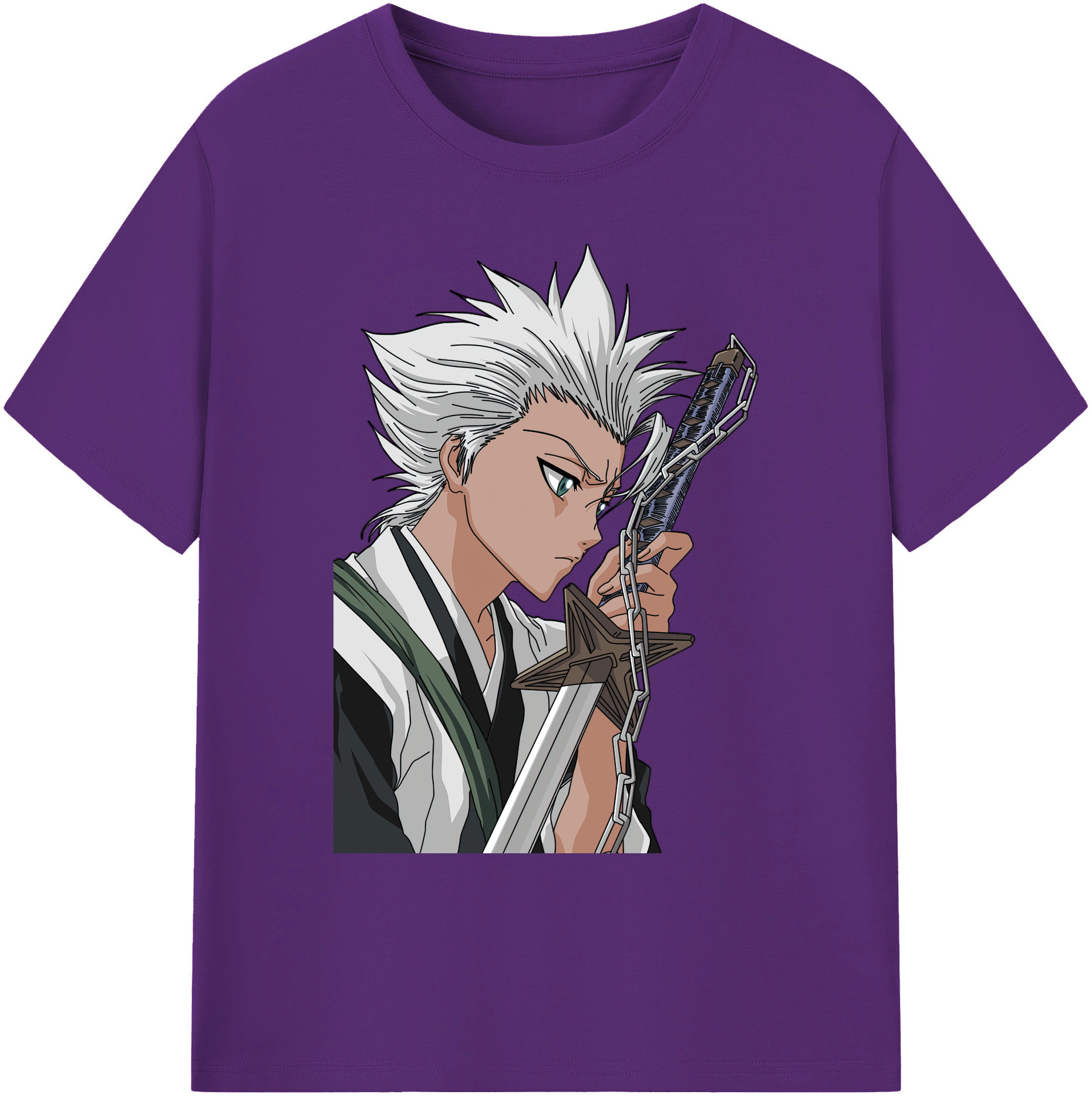 （画像用） ブリーチ 日番谷冬獅郎（ひつがや とうしろう） BLEACH Hitsugaya Toushirou 綿100％ メンズ半袖Tシャツ｜肌触りやわらか＆通気性