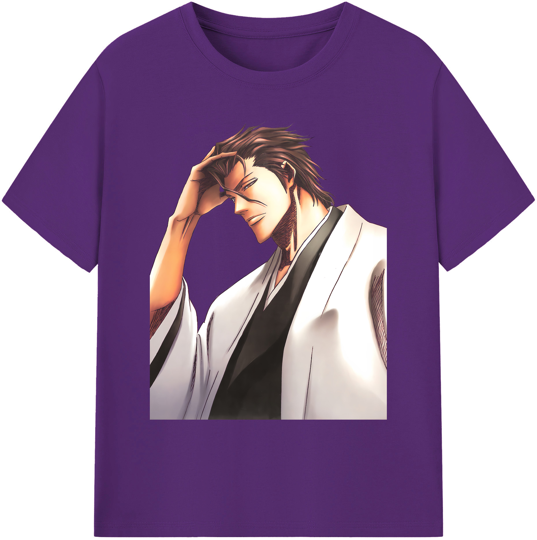 （画像用） ブリーチ 藍染 惣右介（あいぜん そうすけ） BLEACH Aizen Sousuke 綿100％ メンズ半袖Tシャツ｜肌触りやわらか＆通気性