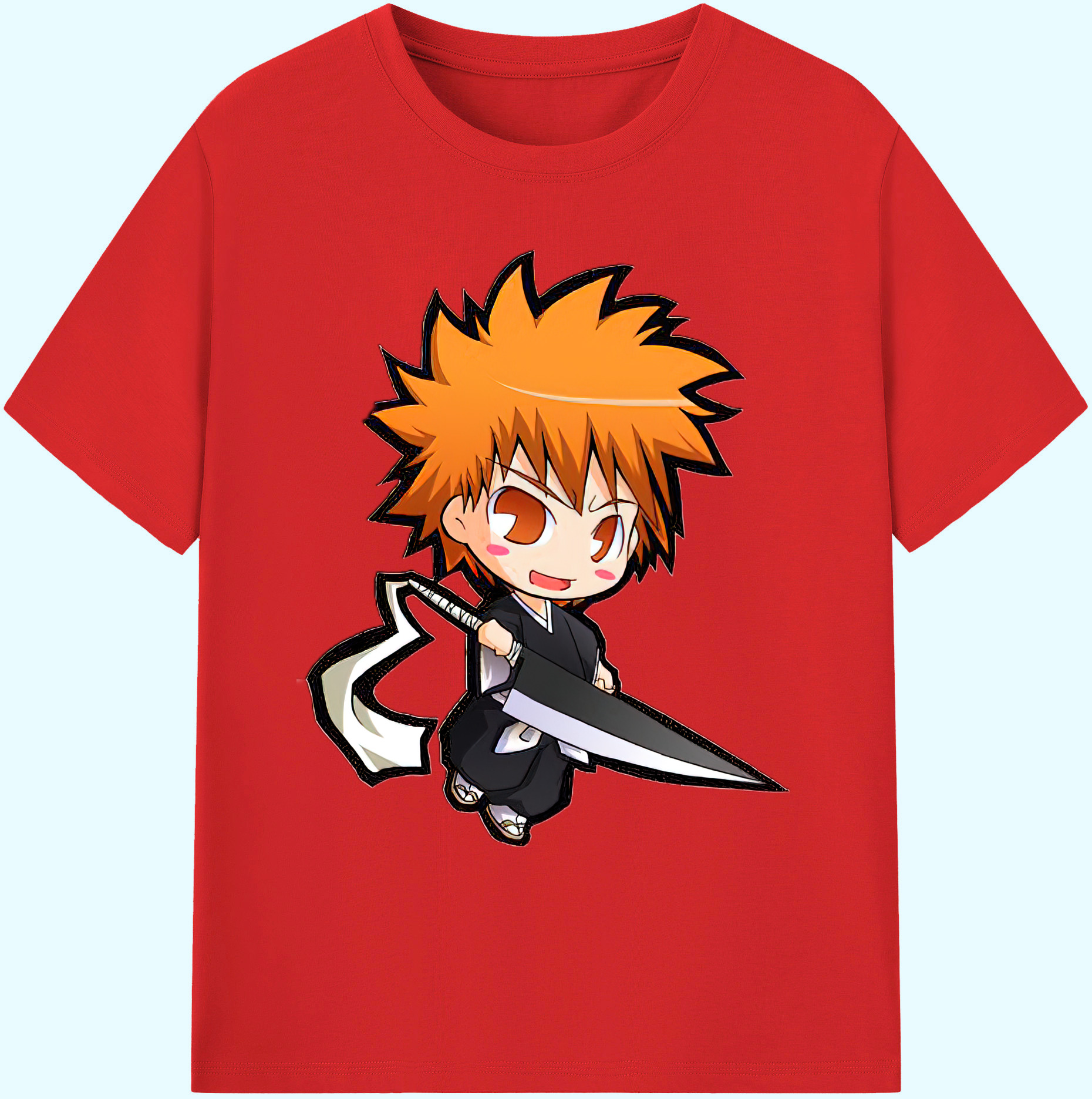 （画像用） ブリーチ 黒崎一護（くろさき いちご）BLEACH Kurosaki Ichigo 綿100％ メンズ半袖Tシャツ｜肌触りやわらか＆通気性