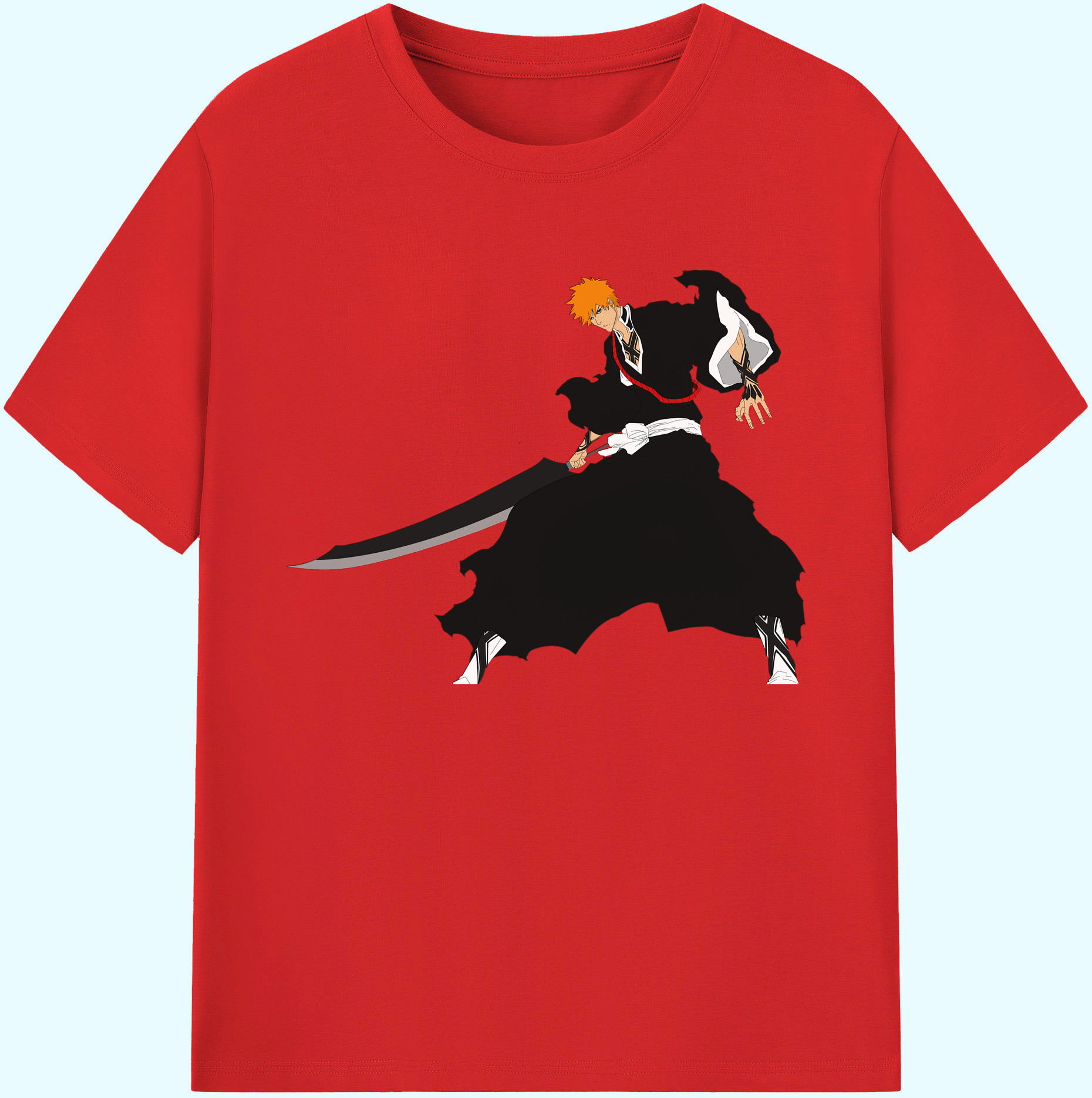 （画像用） ブリーチ 黒崎一護（くろさき いちご）BLEACH Kurosaki Ichigo 綿100％ メンズ半袖Tシャツ｜肌触りやわらか＆通気性