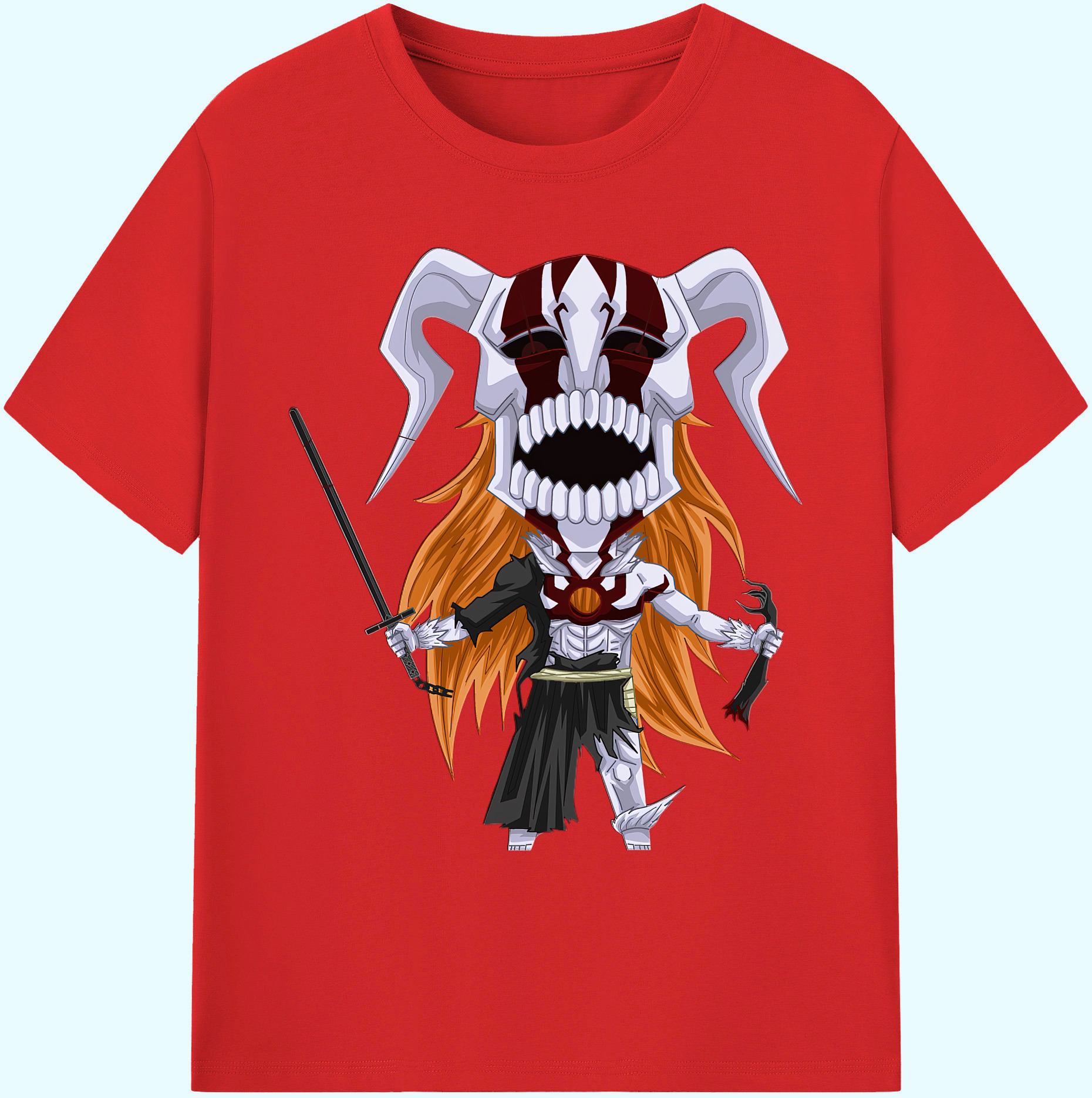 （画像用） ブリーチ 黒崎一護（くろさき いちご）BLEACH Kurosaki Ichigo 綿100％ メンズ半袖Tシャツ｜肌触りやわらか＆通気性