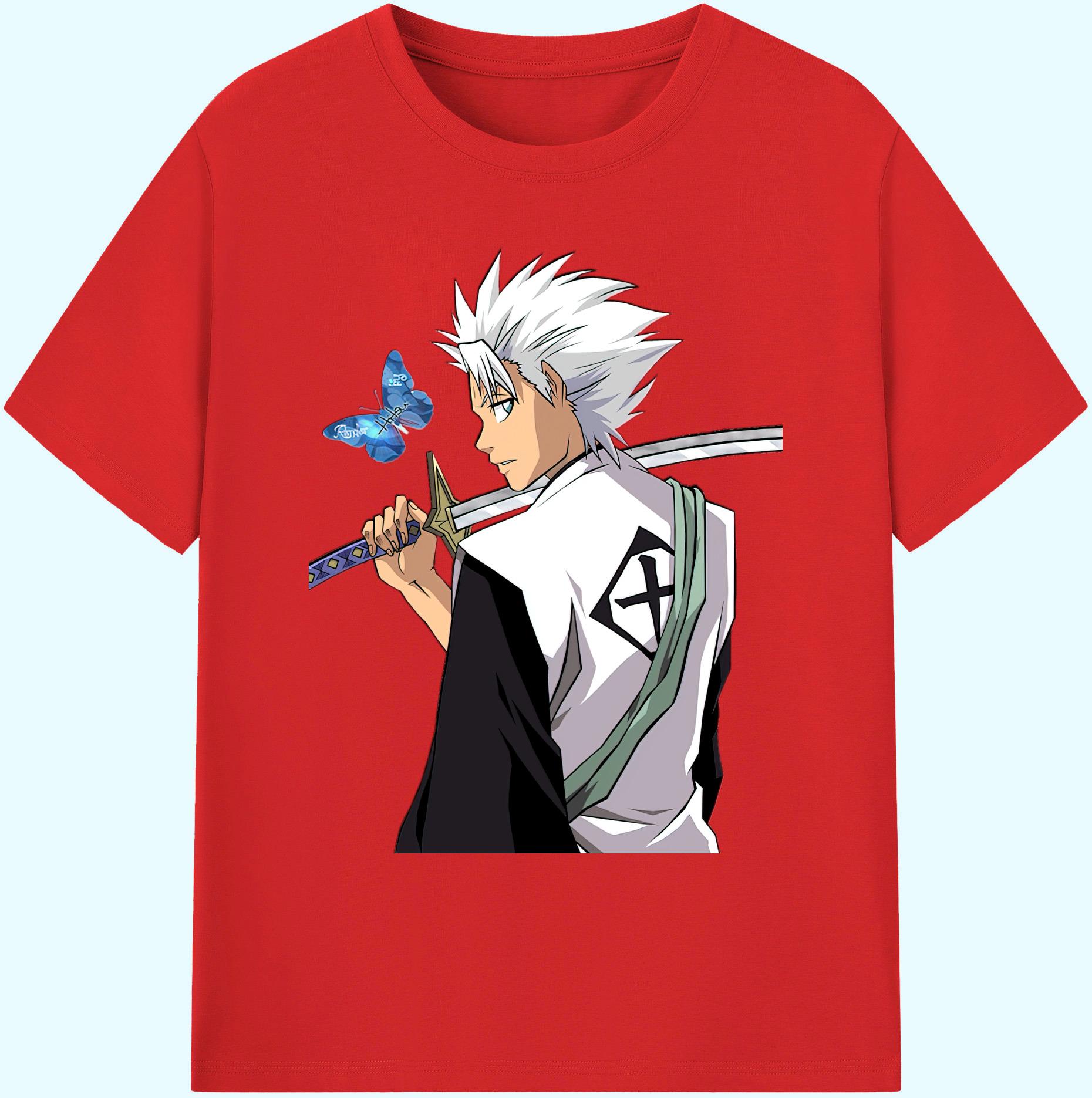 （画像用） ブリーチ 日番谷冬獅郎（ひつがや とうしろう） BLEACH Hitsugaya Toushirou 綿100％ メンズ半袖Tシャツ｜肌触りやわらか＆通気性