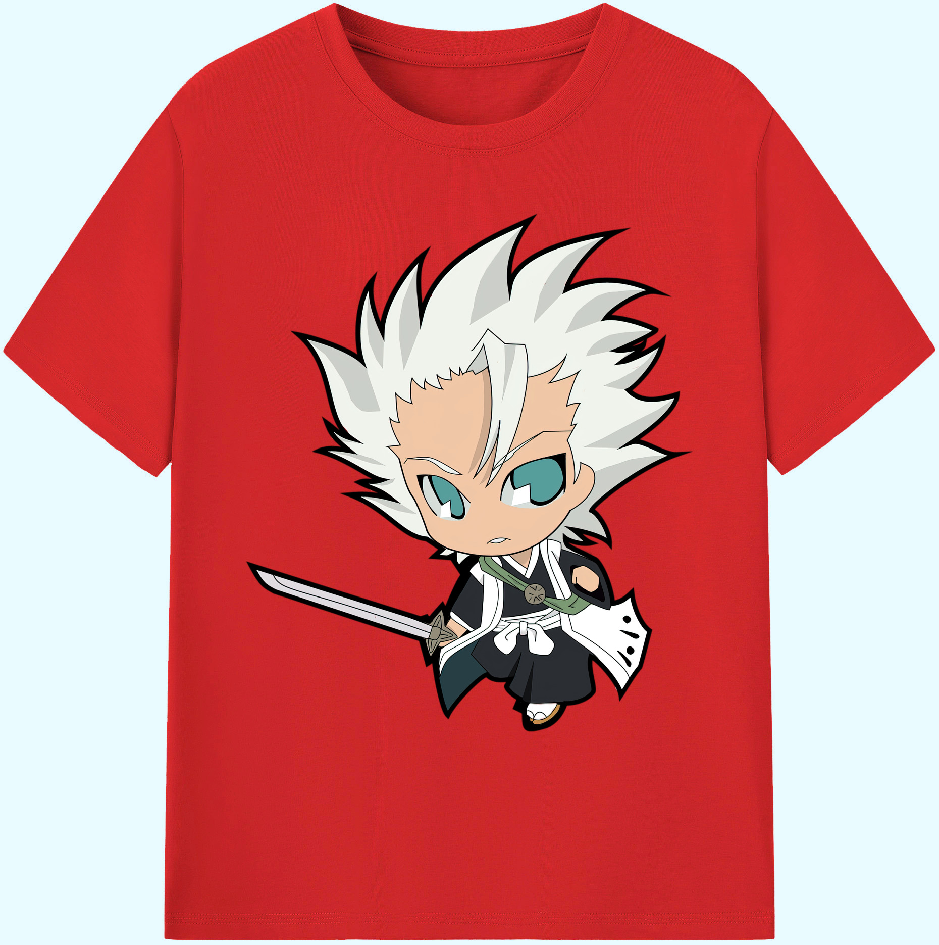 （画像用） ブリーチ 日番谷冬獅郎（ひつがや とうしろう） BLEACH Hitsugaya Toushirou 綿100％ メンズ半袖Tシャツ｜肌触りやわらか＆通気性