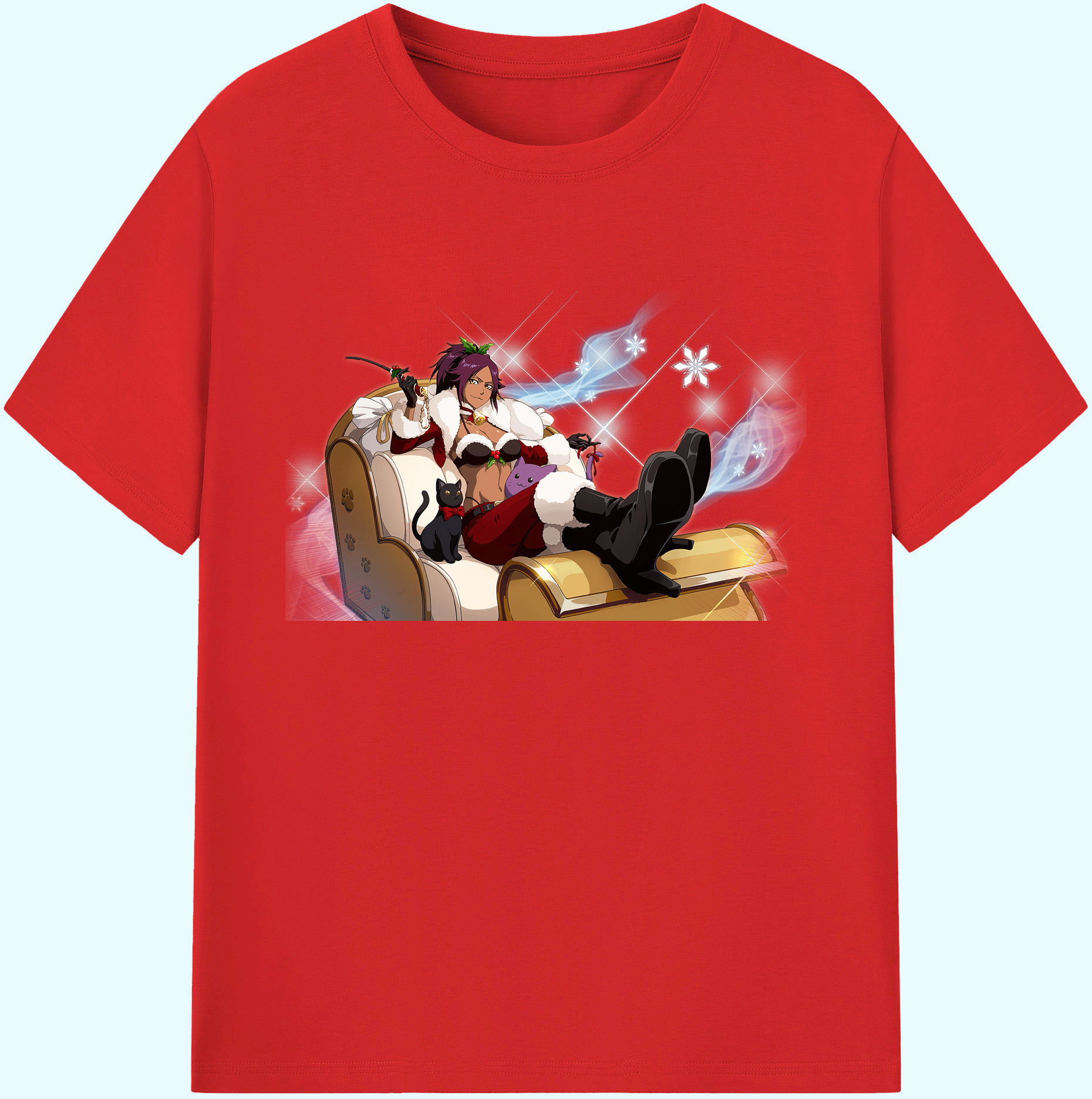 （画像用） ブリーチ 四楓院 夜一（しほういん よるいち） BLEACH Shihouin Yoruichi 綿100％ メンズ半袖Tシャツ｜肌触りやわらか＆通気性