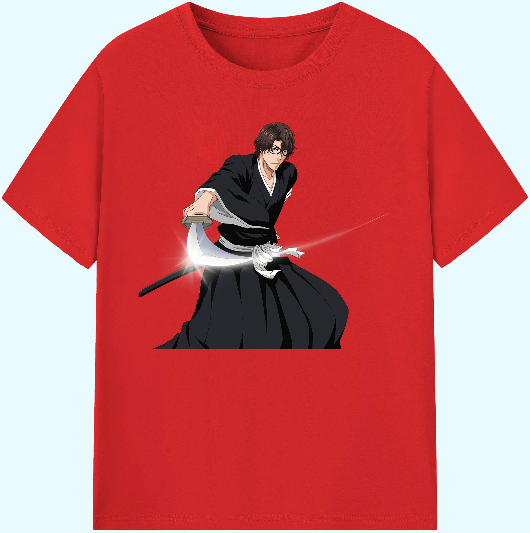 （画像用） ブリーチ 藍染 惣右介（あいぜん そうすけ） BLEACH Aizen Sousuke 綿100％ メンズ半袖Tシャツ｜肌触りやわらか＆通気性