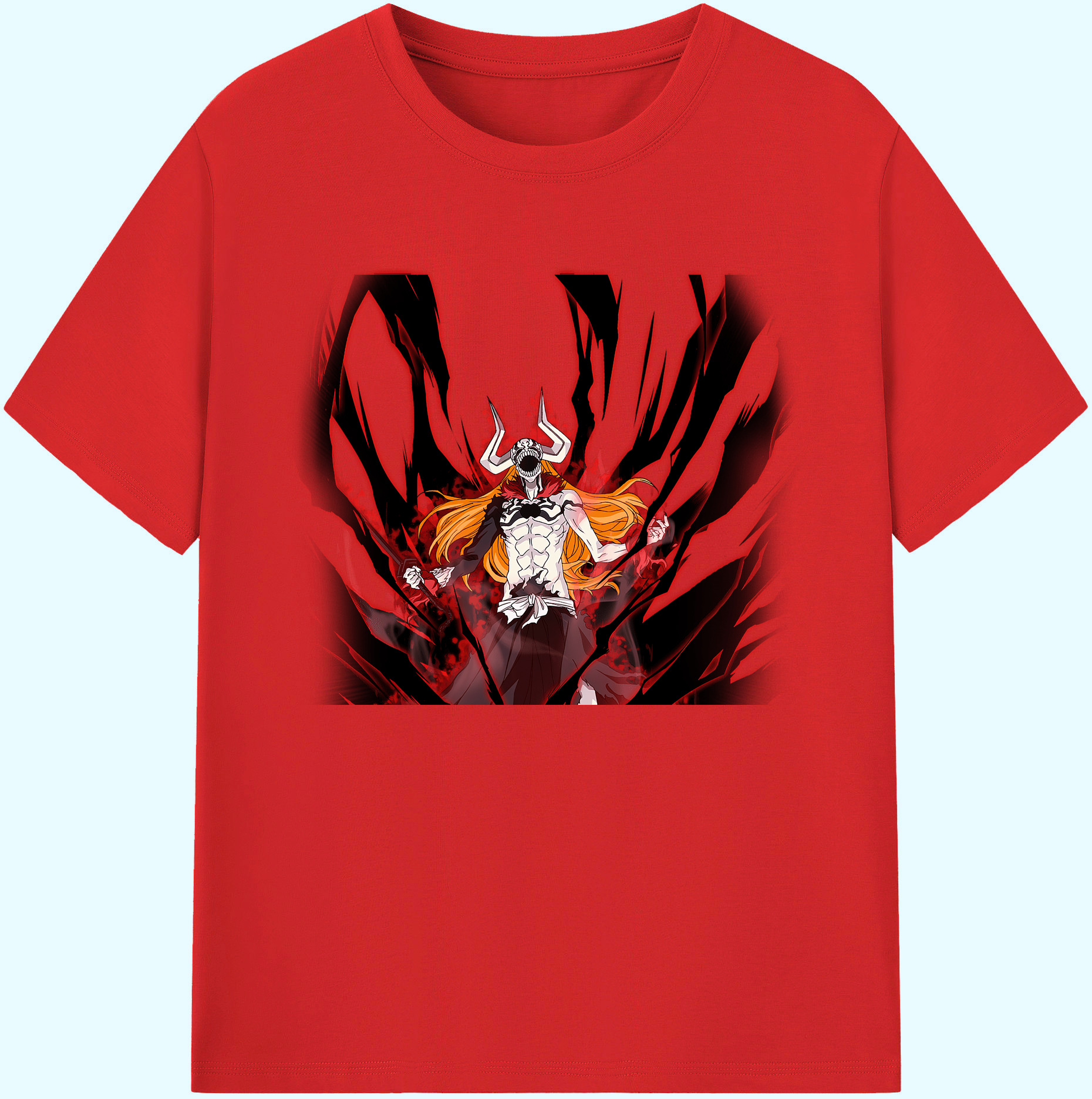 （画像用） ブリーチ 黒崎一護（くろさき いちご）BLEACH Kurosaki Ichigo 綿100％ メンズ半袖Tシャツ｜肌触りやわらか＆通気性
