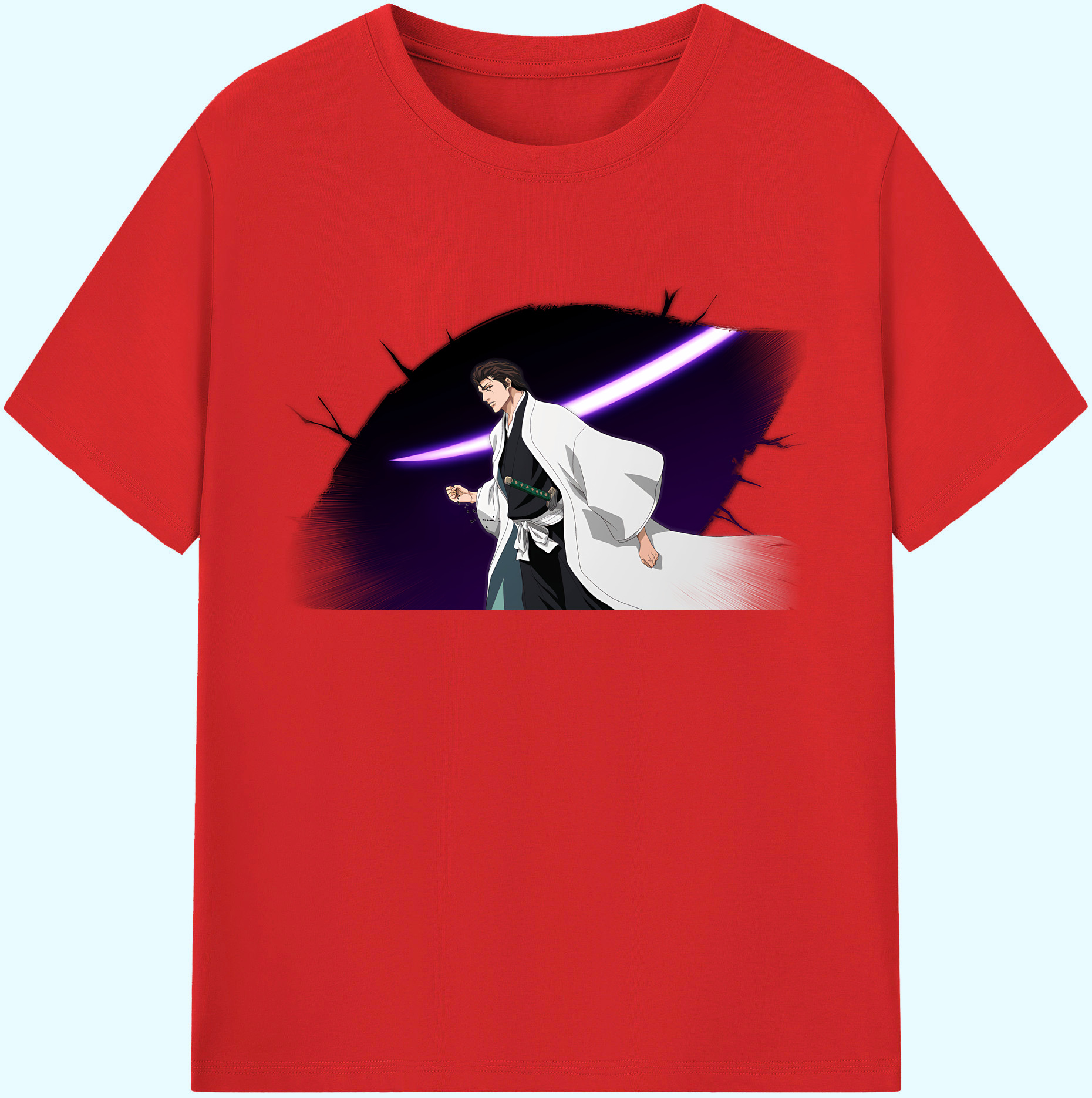 （画像用） ブリーチ 藍染 惣右介（あいぜん そうすけ） BLEACH Aizen Sousuke 綿100％ メンズ半袖Tシャツ｜肌触りやわらか＆通気性