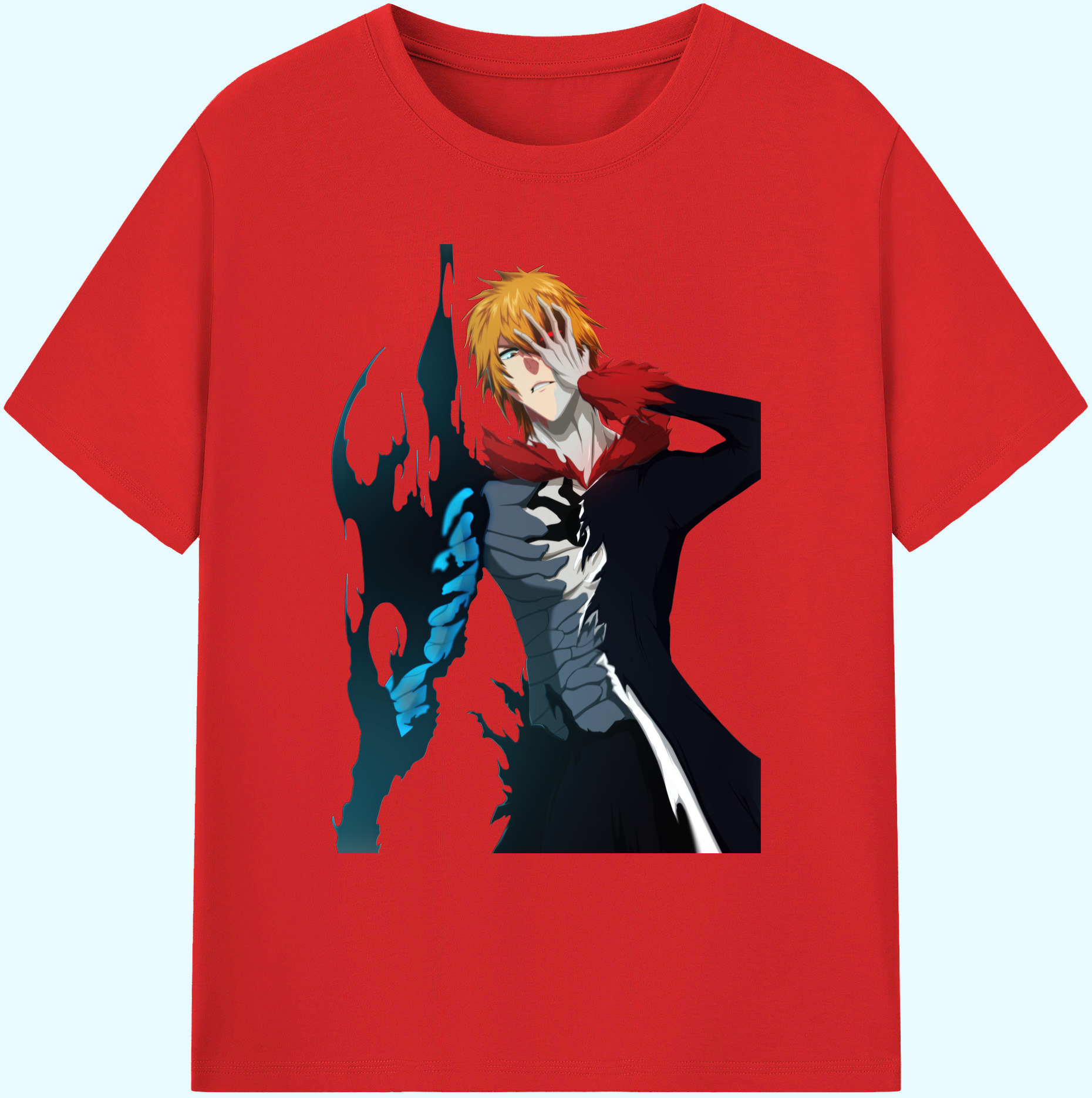 （画像用） ブリーチ 黒崎一護（くろさき いちご）BLEACH Kurosaki Ichigo 綿100％ メンズ半袖Tシャツ｜肌触りやわらか＆通気性
