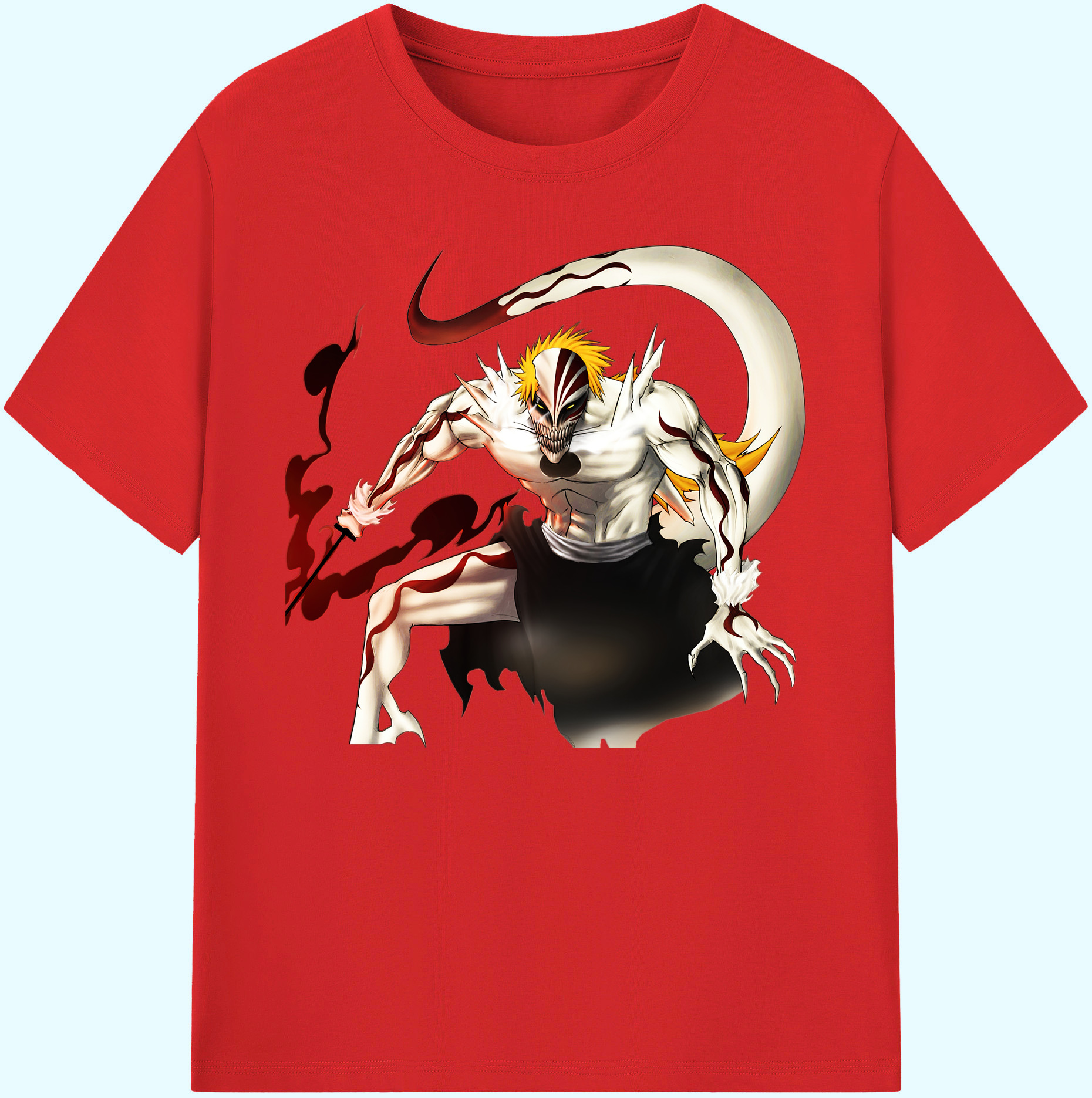 （画像用） ブリーチ 黒崎一護（くろさき いちご）BLEACH Kurosaki Ichigo 綿100％ メンズ半袖Tシャツ｜肌触りやわらか＆通気性
