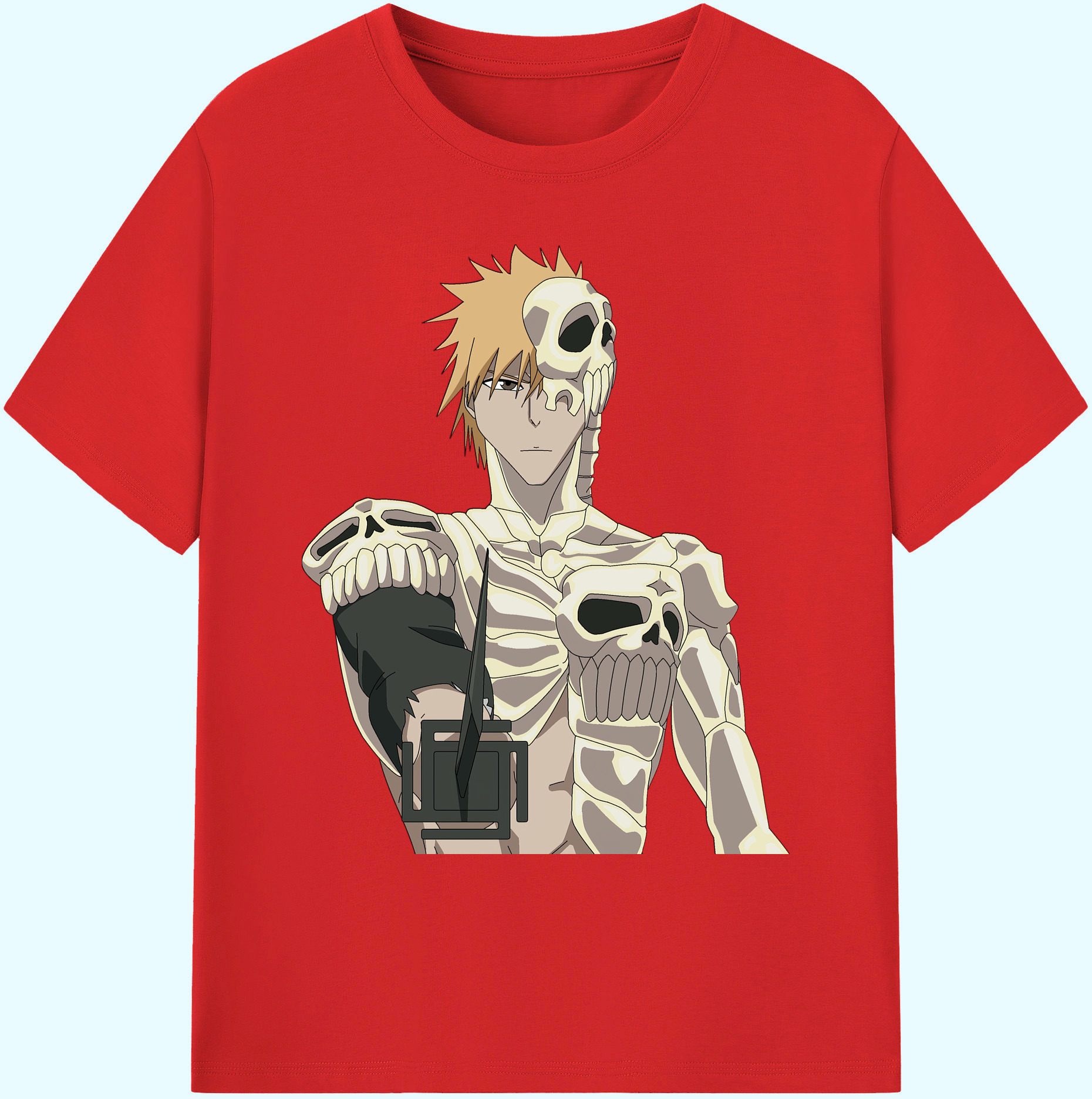 （画像用） ブリーチ 黒崎一護（くろさき いちご）BLEACH Kurosaki Ichigo 綿100％ メンズ半袖Tシャツ｜肌触りやわらか＆通気性