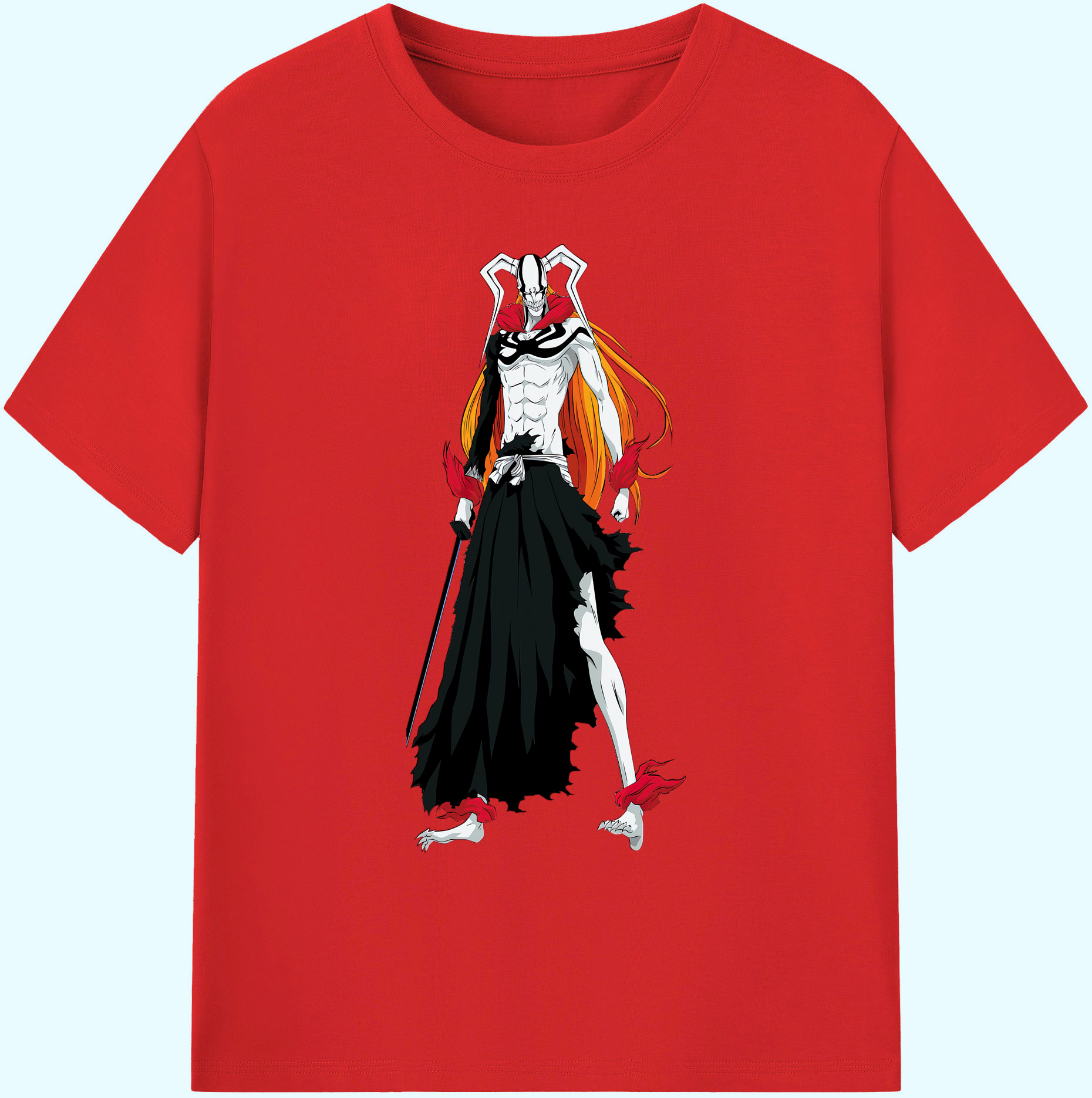 （画像用） ブリーチ 黒崎一護（くろさき いちご）BLEACH Kurosaki Ichigo 綿100％ メンズ半袖Tシャツ｜肌触りやわらか＆通気性