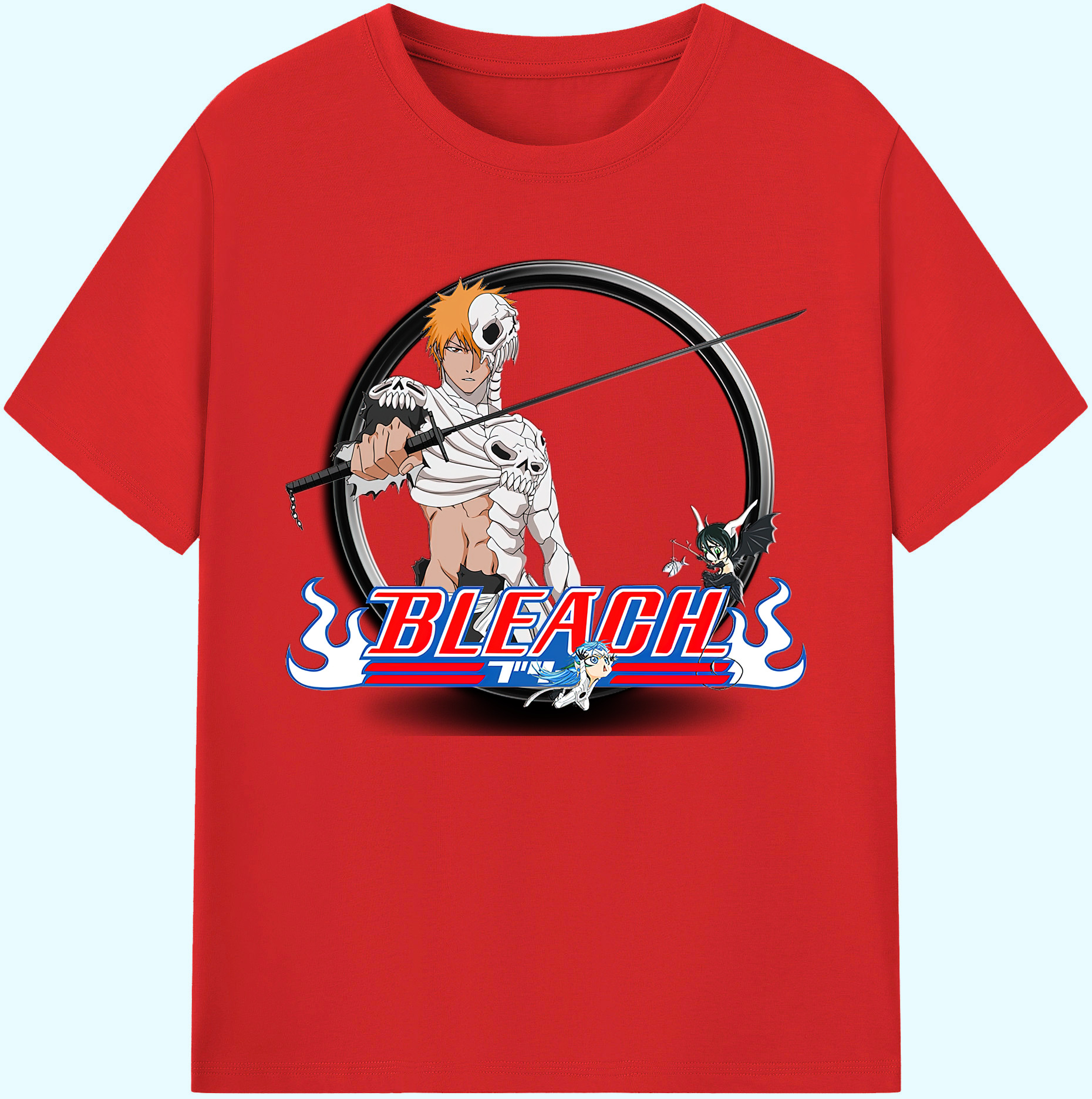 （画像用） ブリーチ 黒崎一護（くろさき いちご）BLEACH Kurosaki Ichigo 綿100％ メンズ半袖Tシャツ｜肌触りやわらか＆通気性