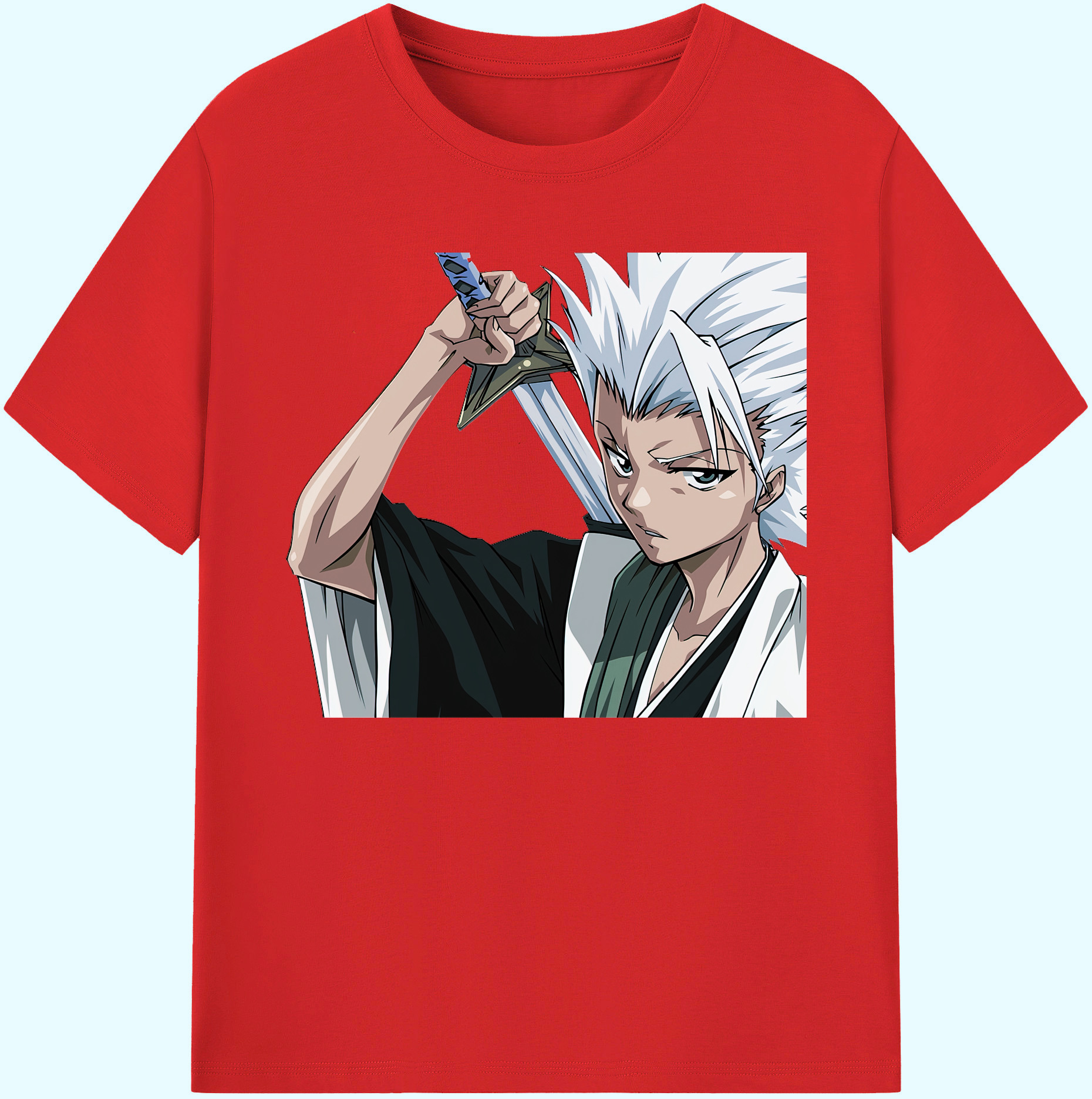 （画像用） ブリーチ 日番谷冬獅郎（ひつがや とうしろう） BLEACH Hitsugaya Toushirou 綿100％ メンズ半袖Tシャツ｜肌触りやわらか＆通気性