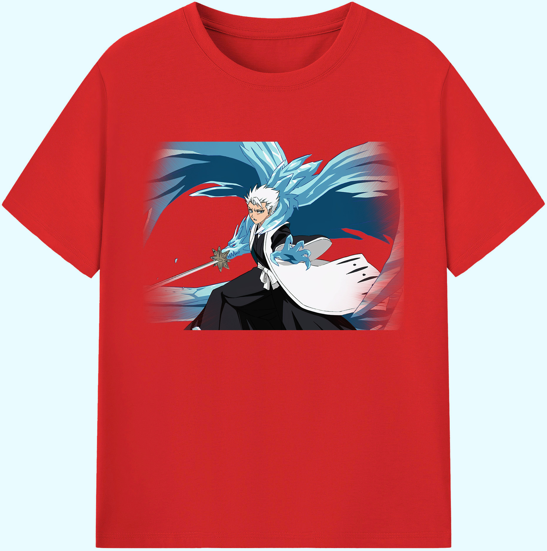 （画像用） ブリーチ 日番谷冬獅郎（ひつがや とうしろう） BLEACH Hitsugaya Toushirou 綿100％ メンズ半袖Tシャツ｜肌触りやわらか＆通気性