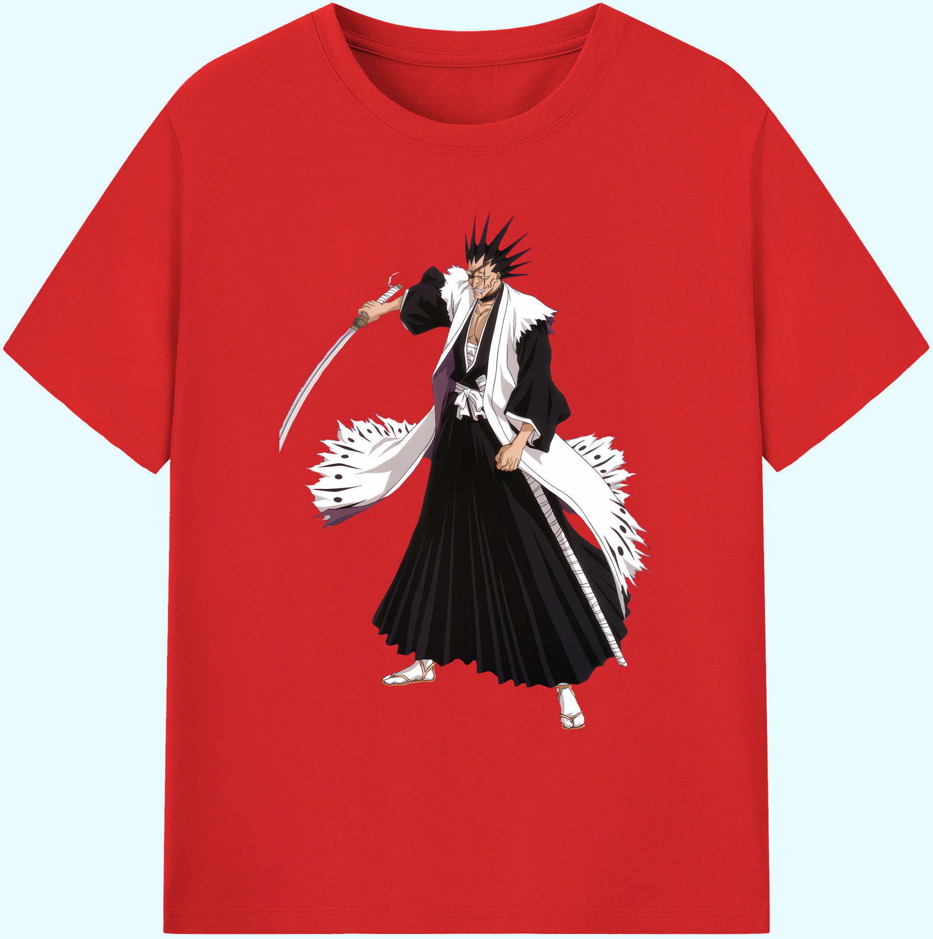 （画像用） ブリーチ ざらき けんぱち BLEACH Zaraki Kenpachi 綿100％ メンズ半袖Tシャツ｜肌触りやわらか＆通気性