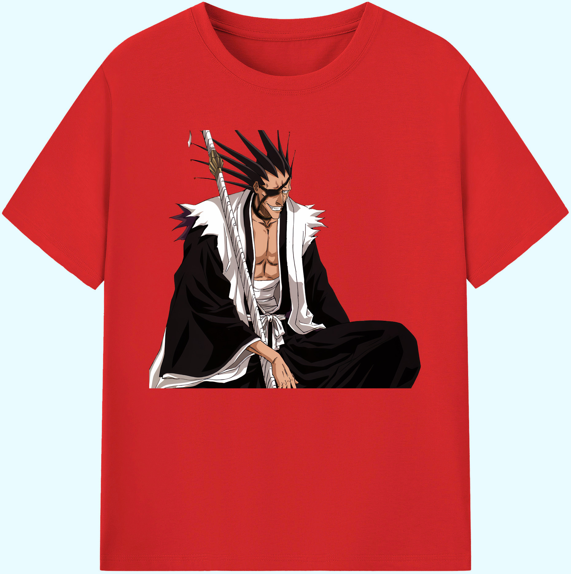 （画像用） ブリーチ ざらき けんぱち BLEACH Zaraki Kenpachi 綿100％ メンズ半袖Tシャツ｜肌触りやわらか＆通気性