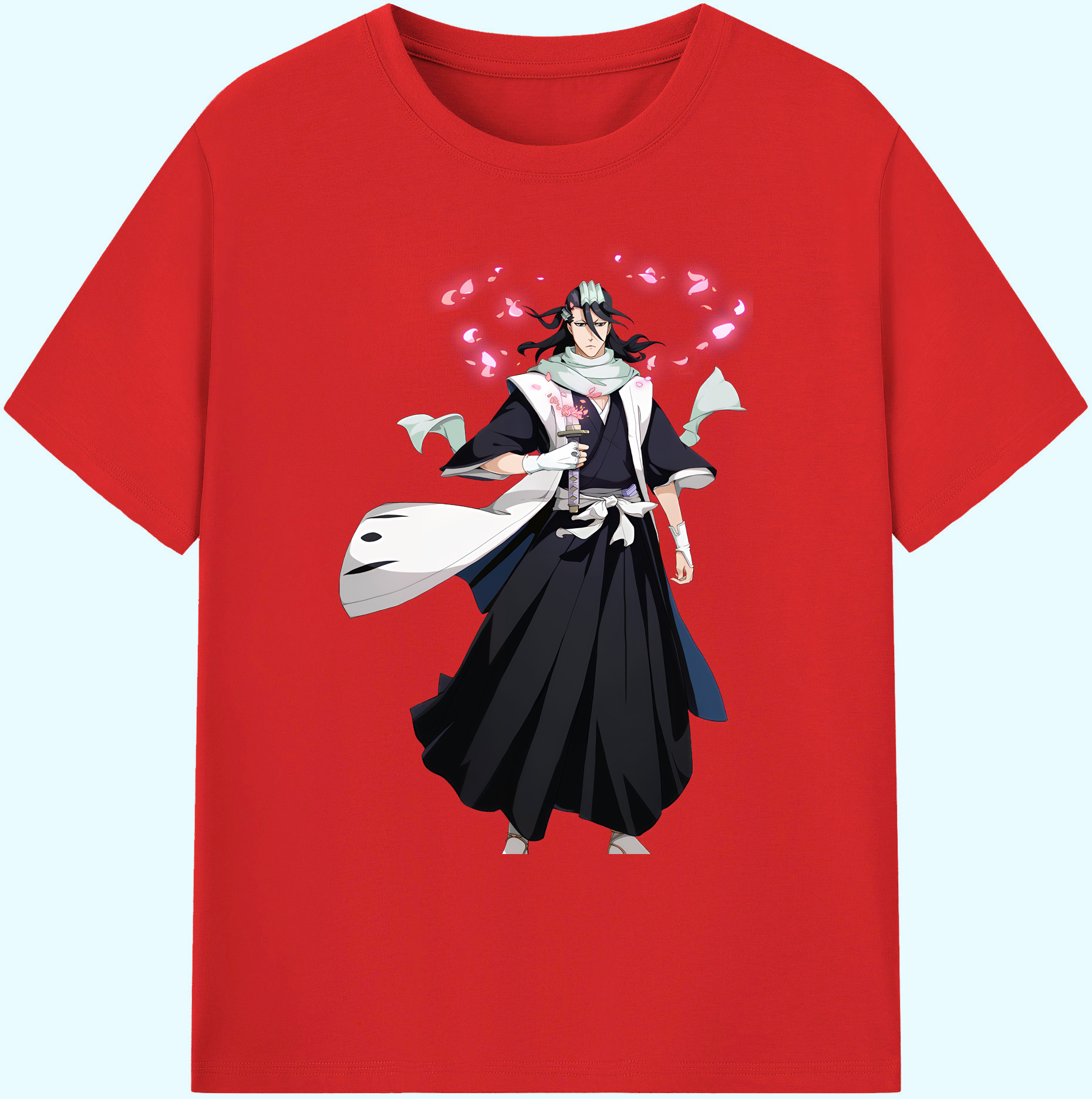 （画像用） ブリーチ くちき びゃくや BLEACH Kuchiki Byakuya 綿100％ メンズ半袖Tシャツ｜肌触りやわらか＆通気性
