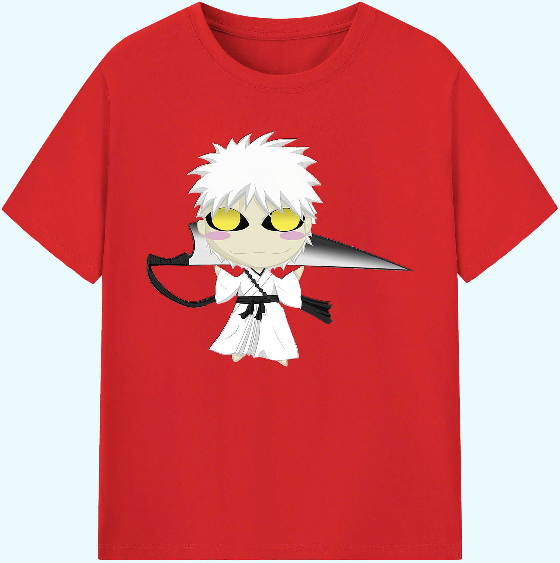 （画像用） ブリーチ 黒崎一護（くろさき いちご）BLEACH Kurosaki Ichigo 綿100％ メンズ半袖Tシャツ｜肌触りやわらか＆通気性