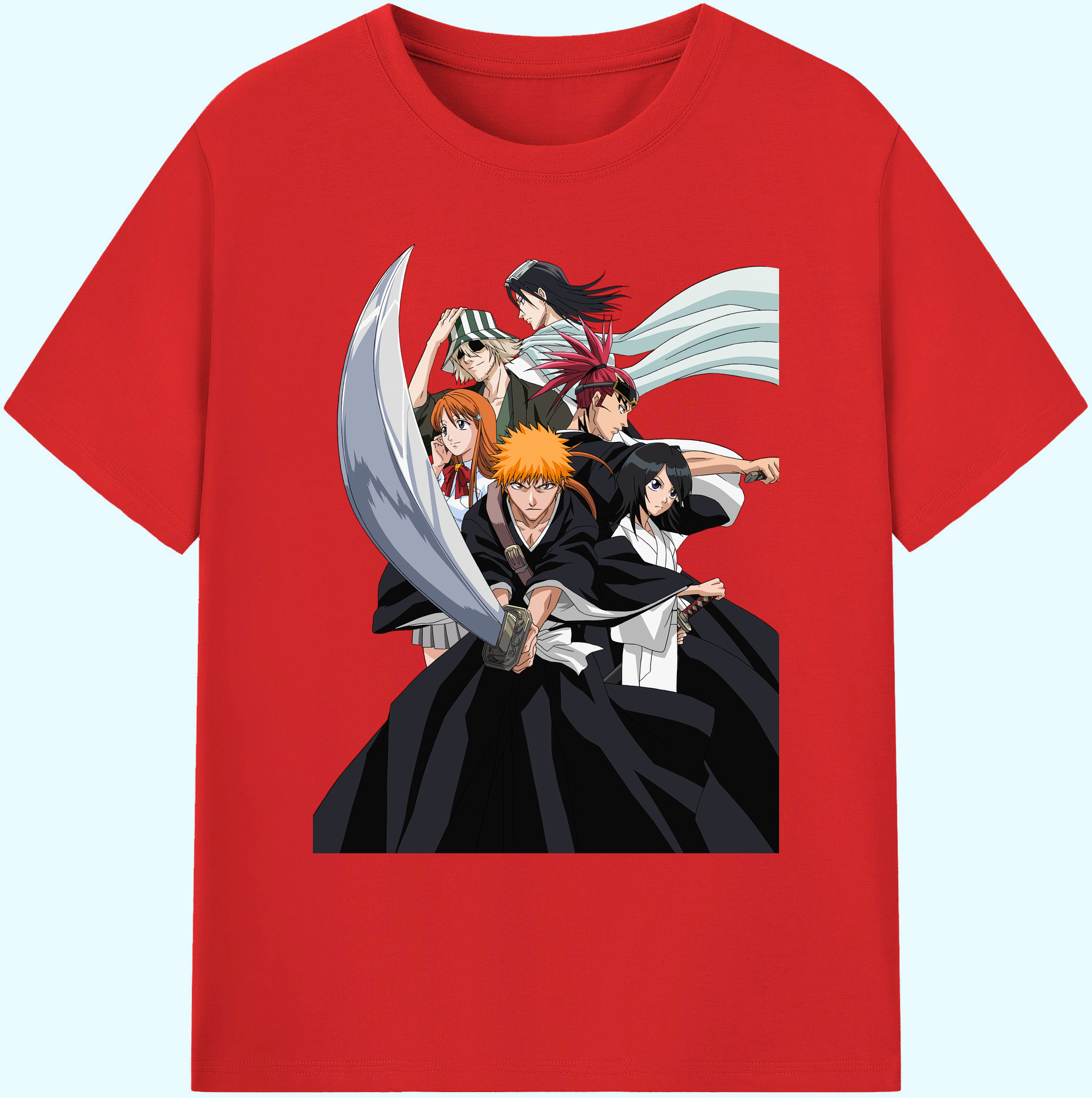 （画像用） ブリーチ 黒崎一護（くろさき いちご）BLEACH Kurosaki Ichigo 綿100％ メンズ半袖Tシャツ｜肌触りやわらか＆通気性