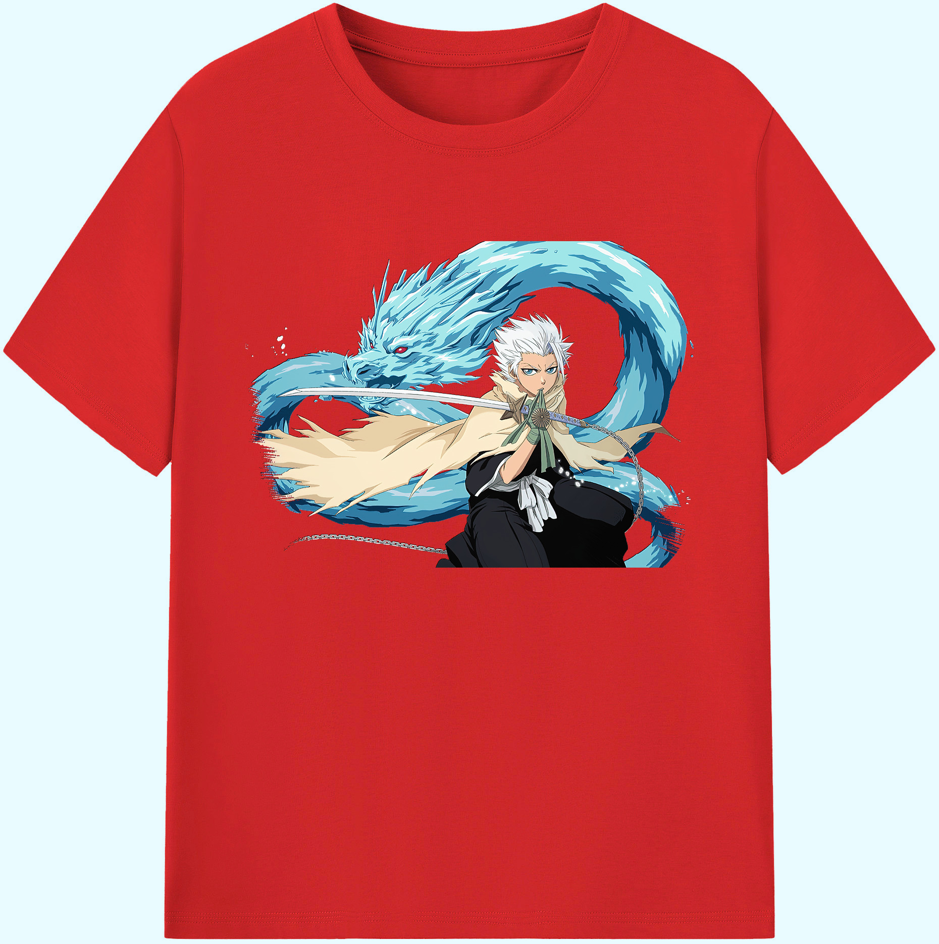（画像用） ブリーチ 日番谷冬獅郎（ひつがや とうしろう） BLEACH Hitsugaya Toushirou 綿100％ メンズ半袖Tシャツ｜肌触りやわらか＆通気性
