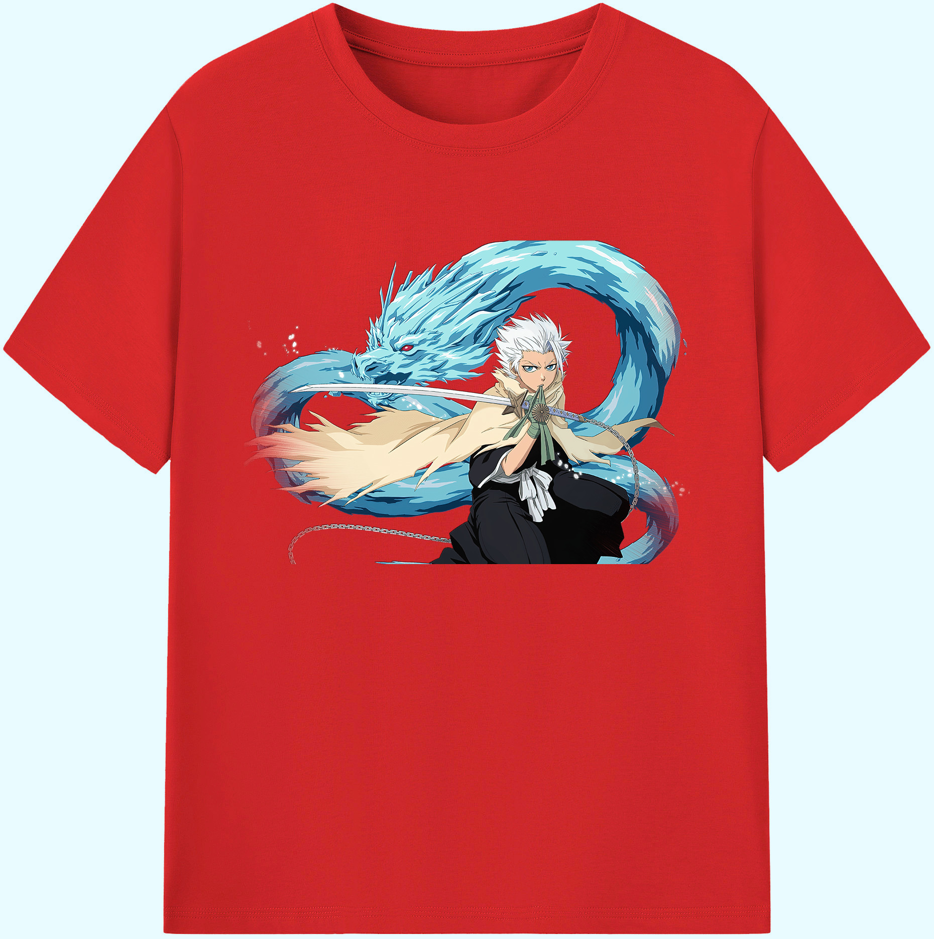 （画像用） ブリーチ 日番谷冬獅郎（ひつがや とうしろう） BLEACH Hitsugaya Toushirou 綿100％ メンズ半袖Tシャツ｜肌触りやわらか＆通気性