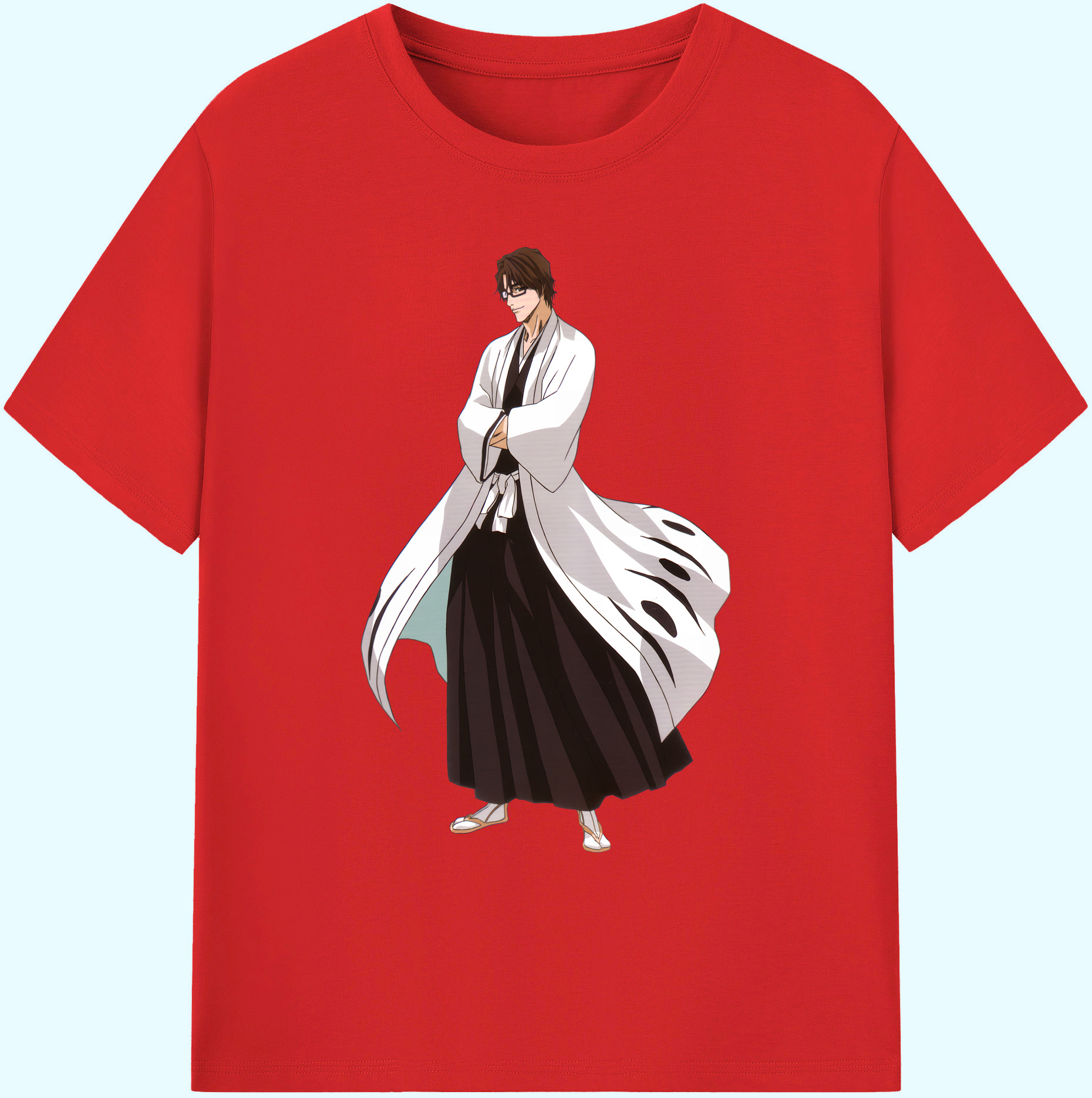 （画像用） ブリーチ 藍染 惣右介（あいぜん そうすけ） BLEACH Aizen Sousuke 綿100％ メンズ半袖Tシャツ｜肌触りやわらか＆通気性