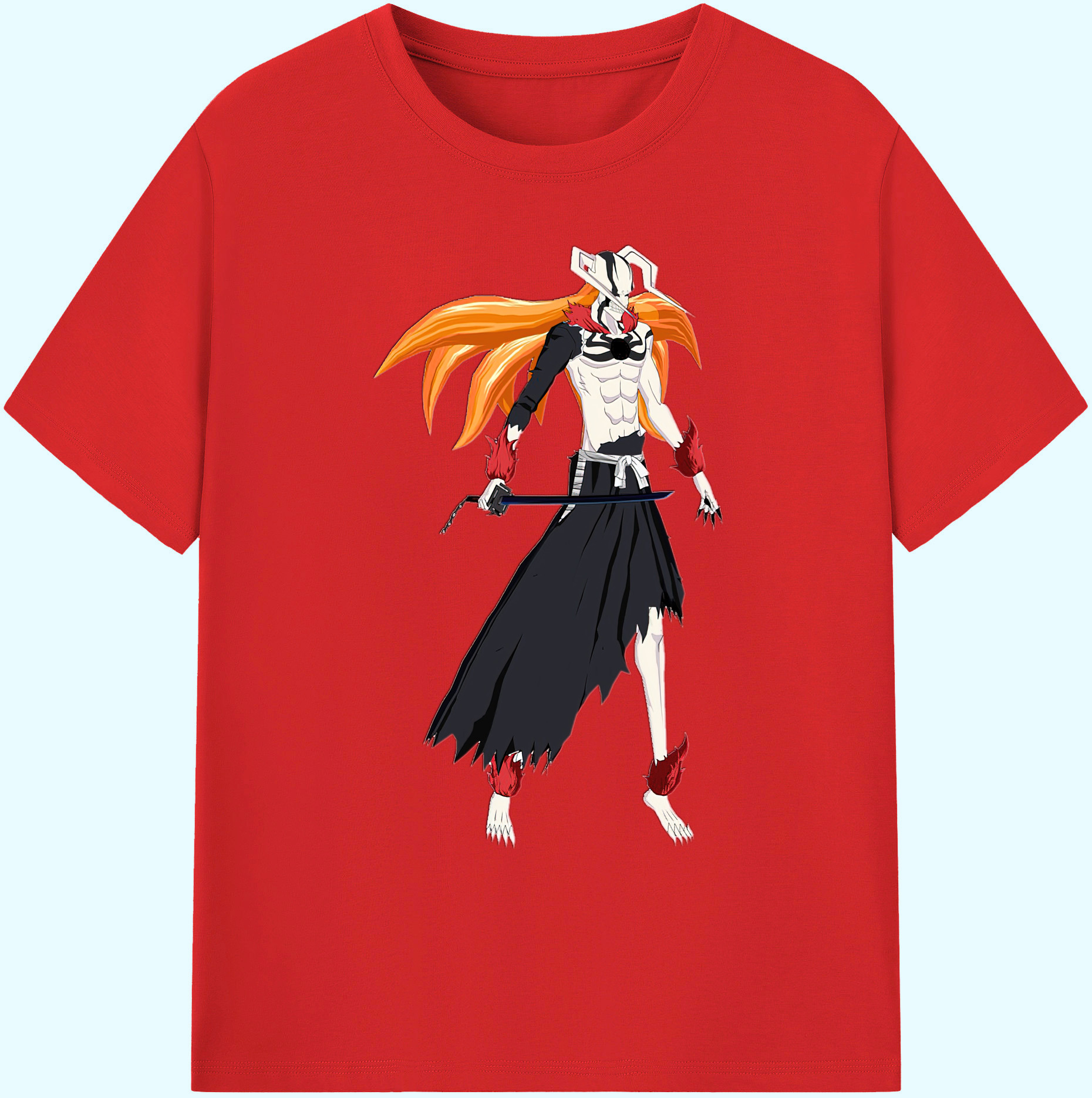 （画像用） ブリーチ 黒崎一護（くろさき いちご）BLEACH Kurosaki Ichigo 綿100％ メンズ半袖Tシャツ｜肌触りやわらか＆通気性