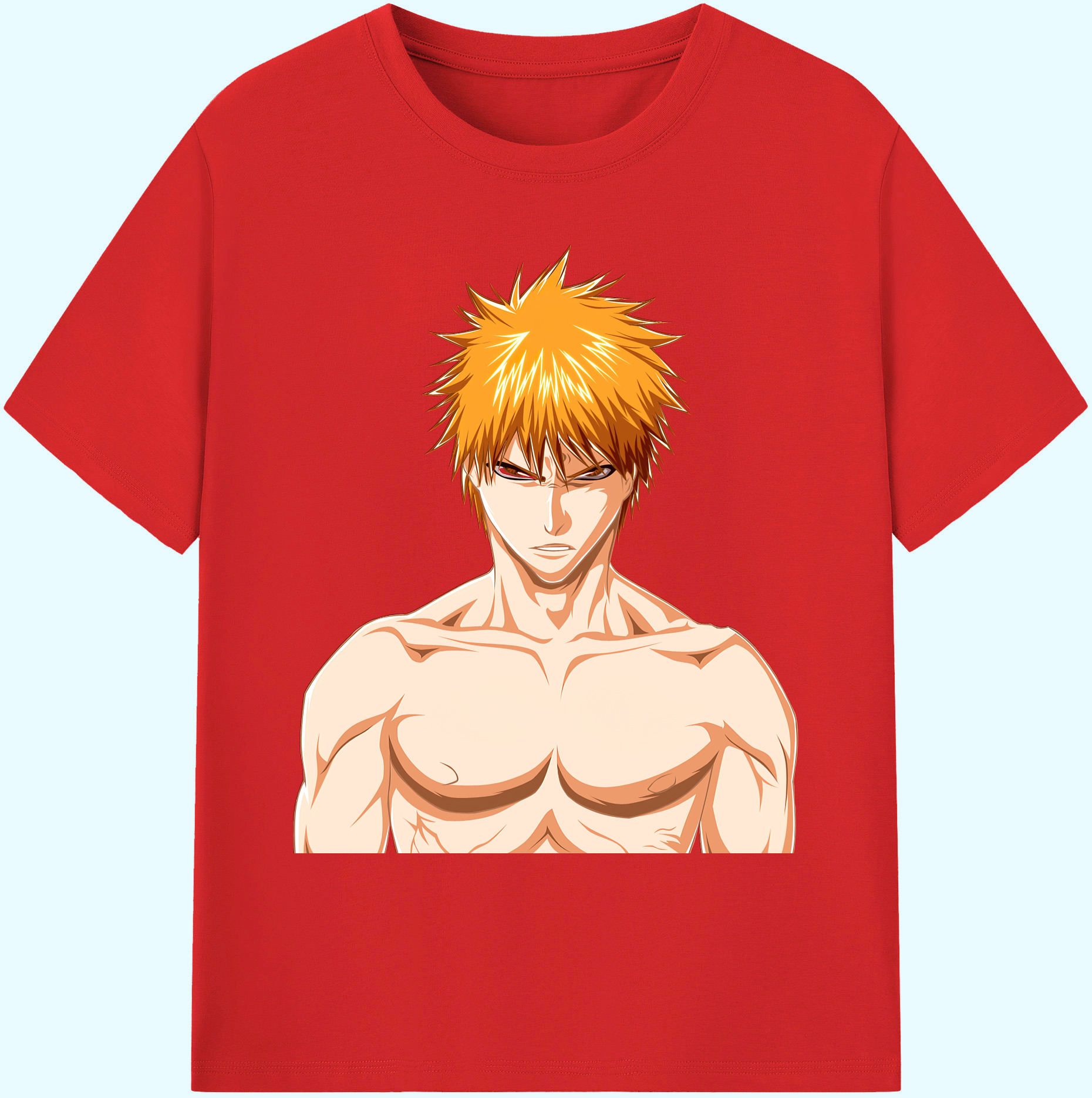 （画像用） ブリーチ 黒崎一護（くろさき いちご）BLEACH Kurosaki Ichigo 綿100％ メンズ半袖Tシャツ｜肌触りやわらか＆通気性