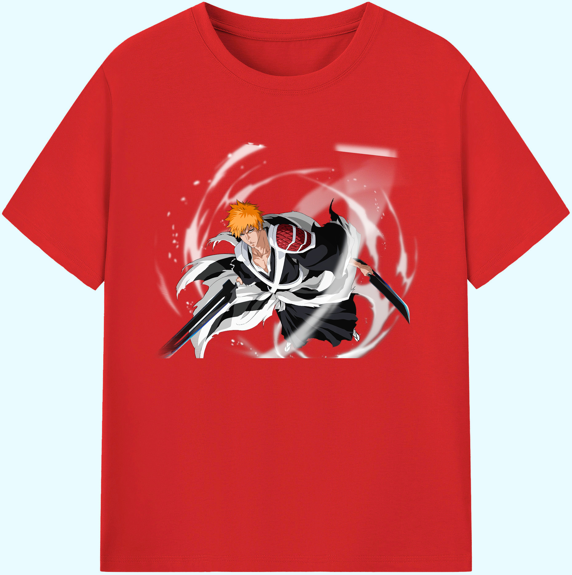 （画像用） ブリーチ 黒崎一護（くろさき いちご）BLEACH Kurosaki Ichigo 綿100％ メンズ半袖Tシャツ｜肌触りやわらか＆通気性