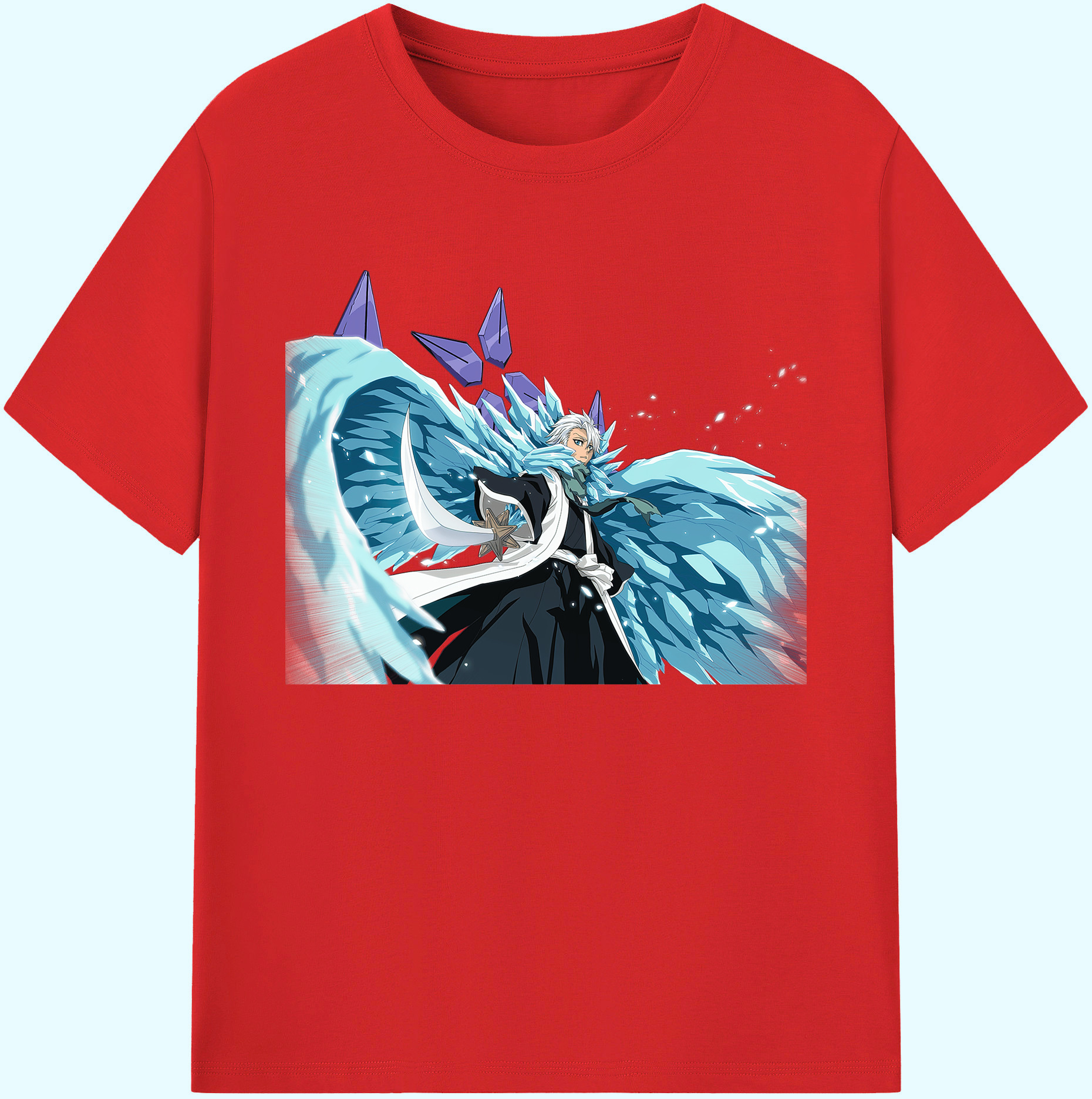 （画像用） ブリーチ 日番谷冬獅郎（ひつがや とうしろう） BLEACH Hitsugaya Toushirou 綿100％ メンズ半袖Tシャツ｜肌触りやわらか＆通気性