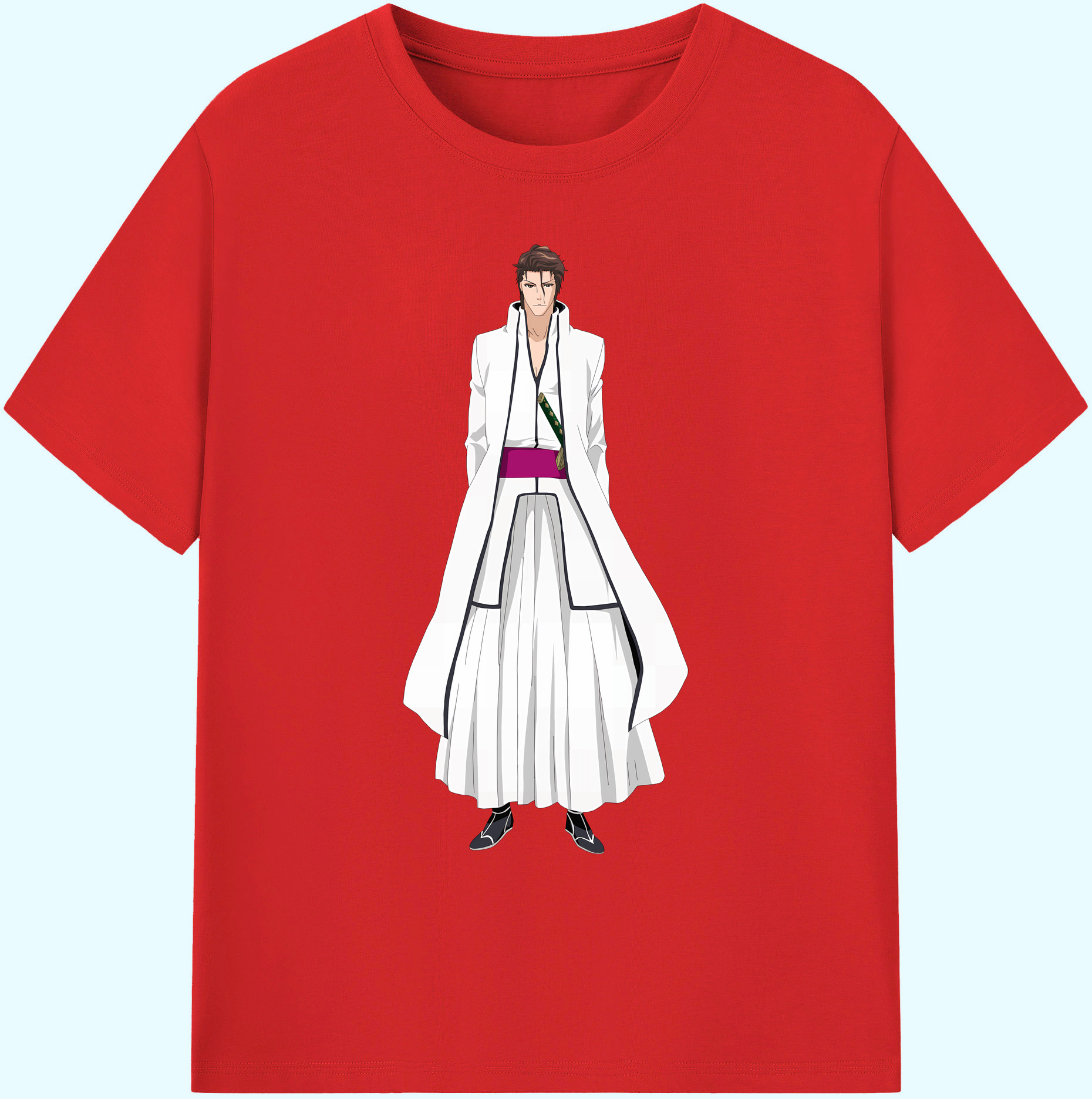 （画像用） ブリーチ 藍染 惣右介（あいぜん そうすけ） BLEACH Aizen Sousuke 綿100％ メンズ半袖Tシャツ｜肌触りやわらか＆通気性