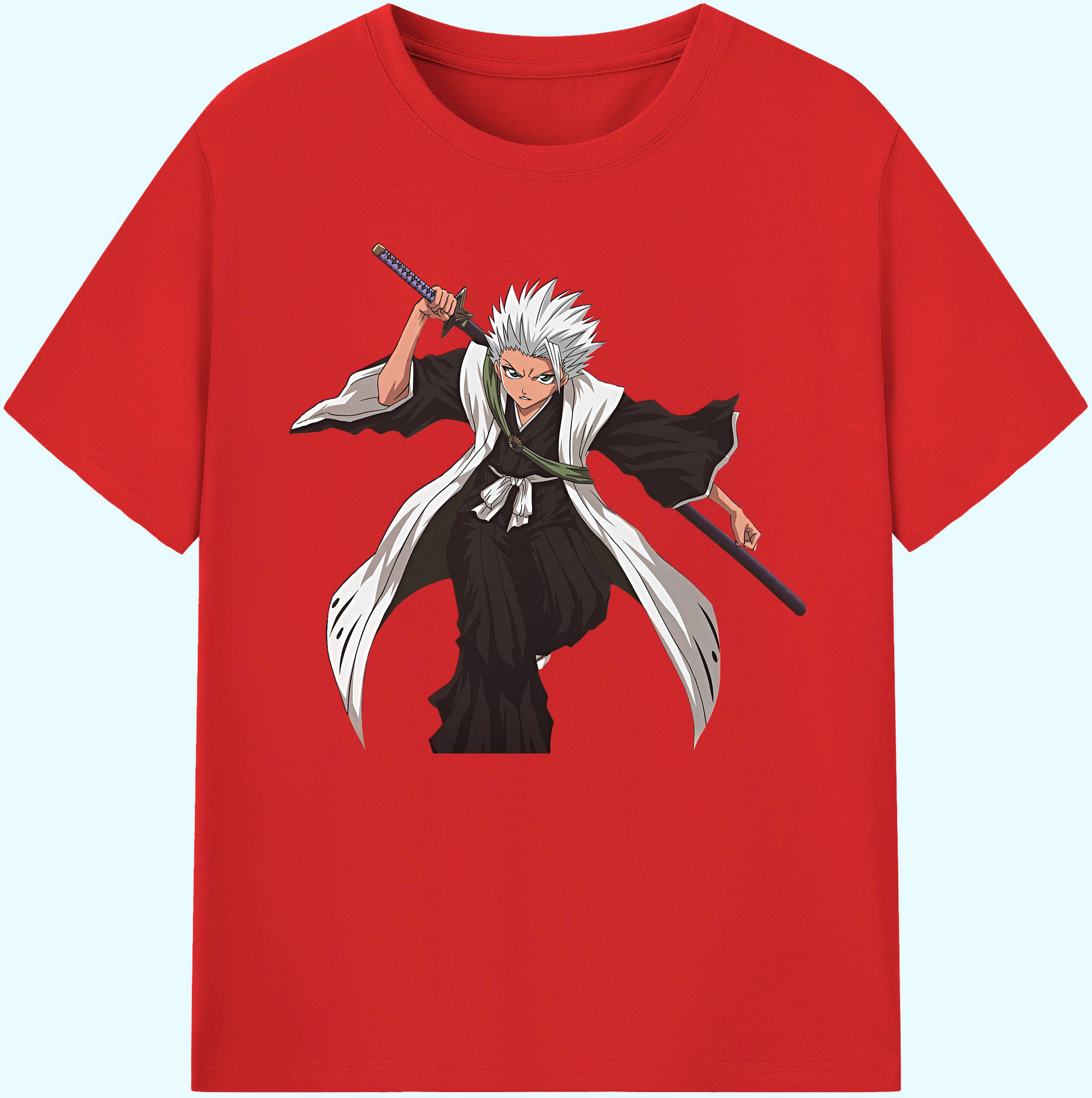 （画像用） ブリーチ 日番谷冬獅郎（ひつがや とうしろう） BLEACH Hitsugaya Toushirou 綿100％ メンズ半袖Tシャツ｜肌触りやわらか＆通気性