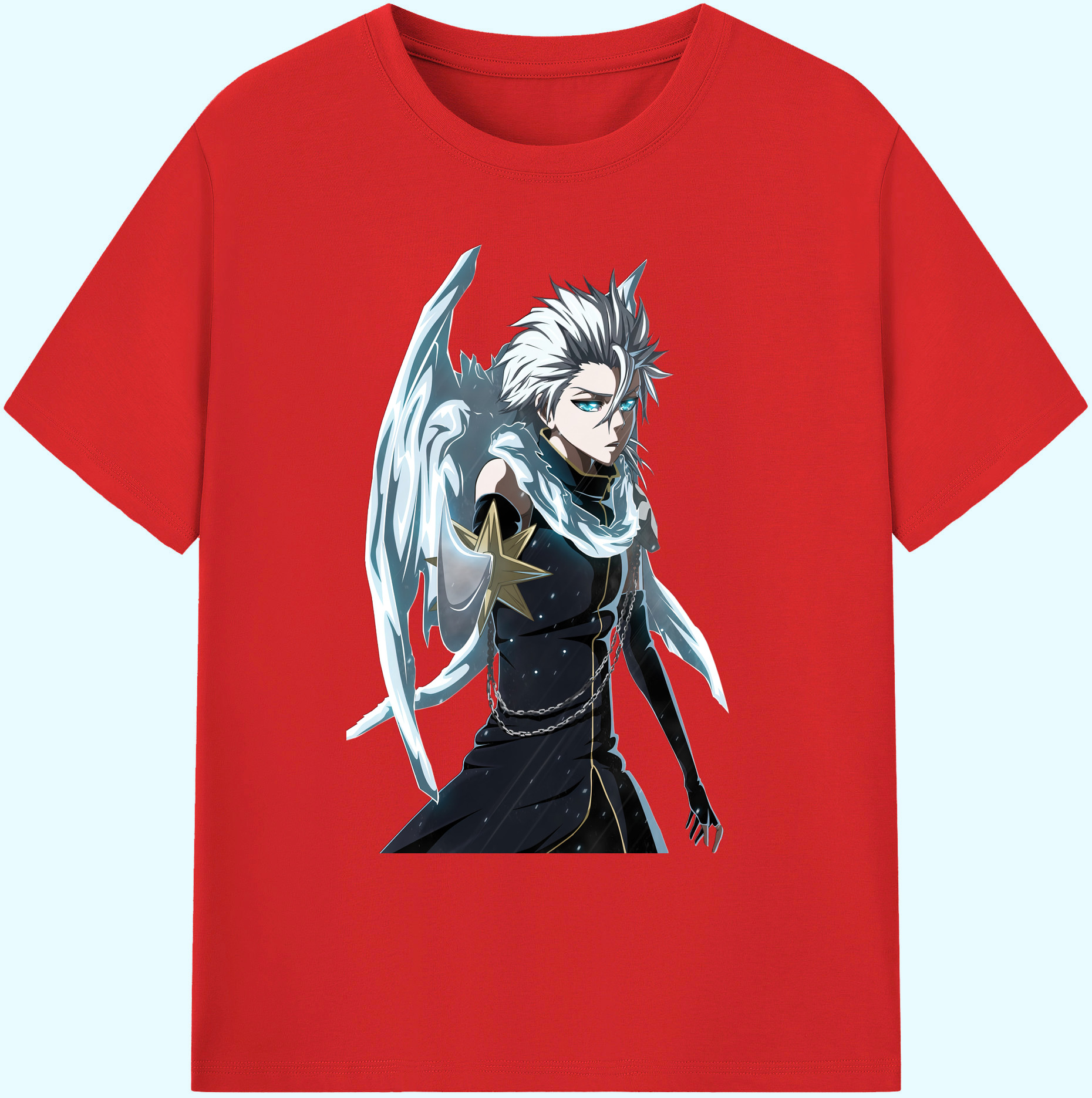 （画像用） ブリーチ 日番谷冬獅郎（ひつがや とうしろう） BLEACH Hitsugaya Toushirou 綿100％ メンズ半袖Tシャツ｜肌触りやわらか＆通気性