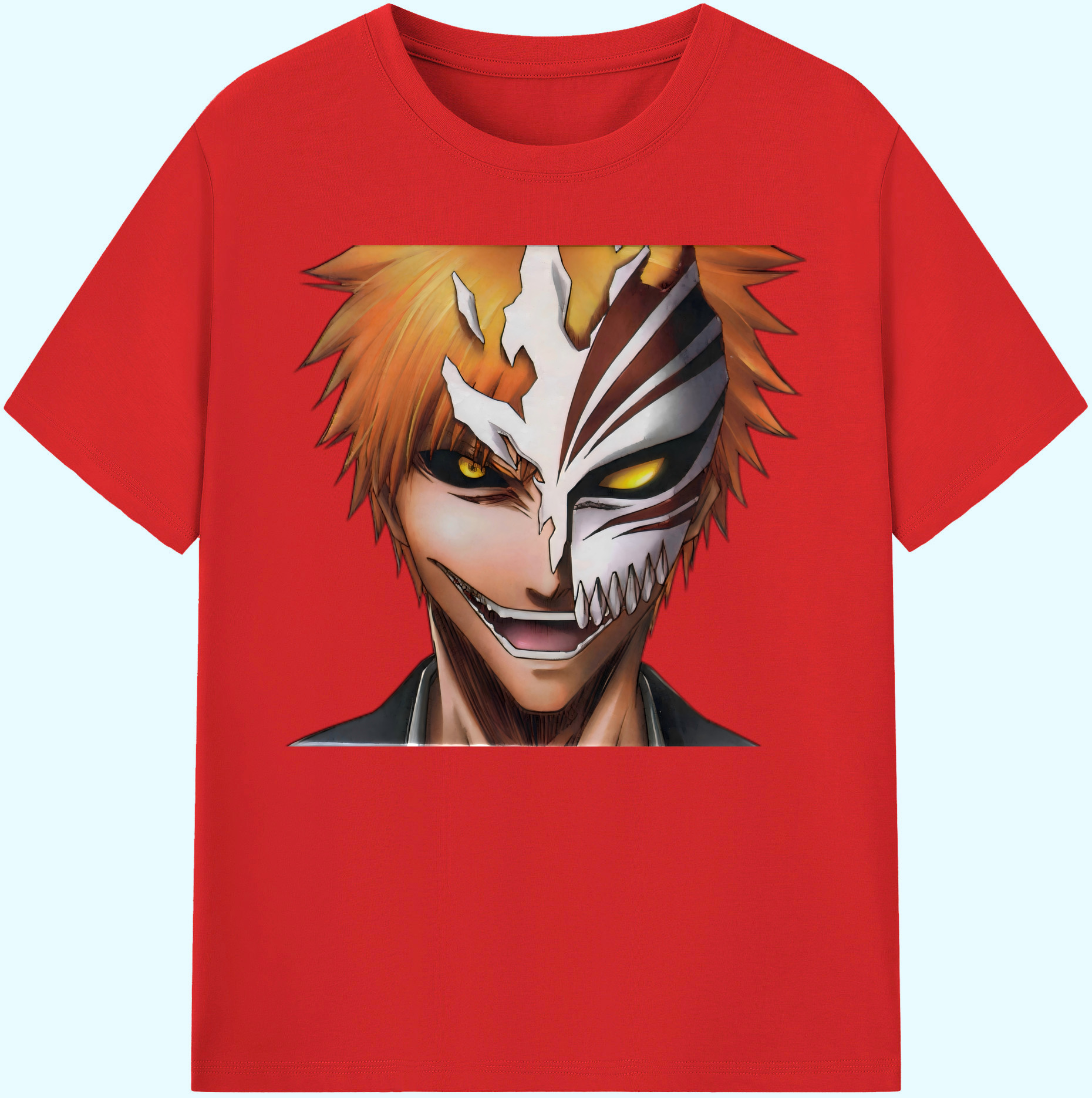 （画像用） ブリーチ 黒崎一護（くろさき いちご）BLEACH Kurosaki Ichigo 綿100％ メンズ半袖Tシャツ｜肌触りやわらか＆通気性