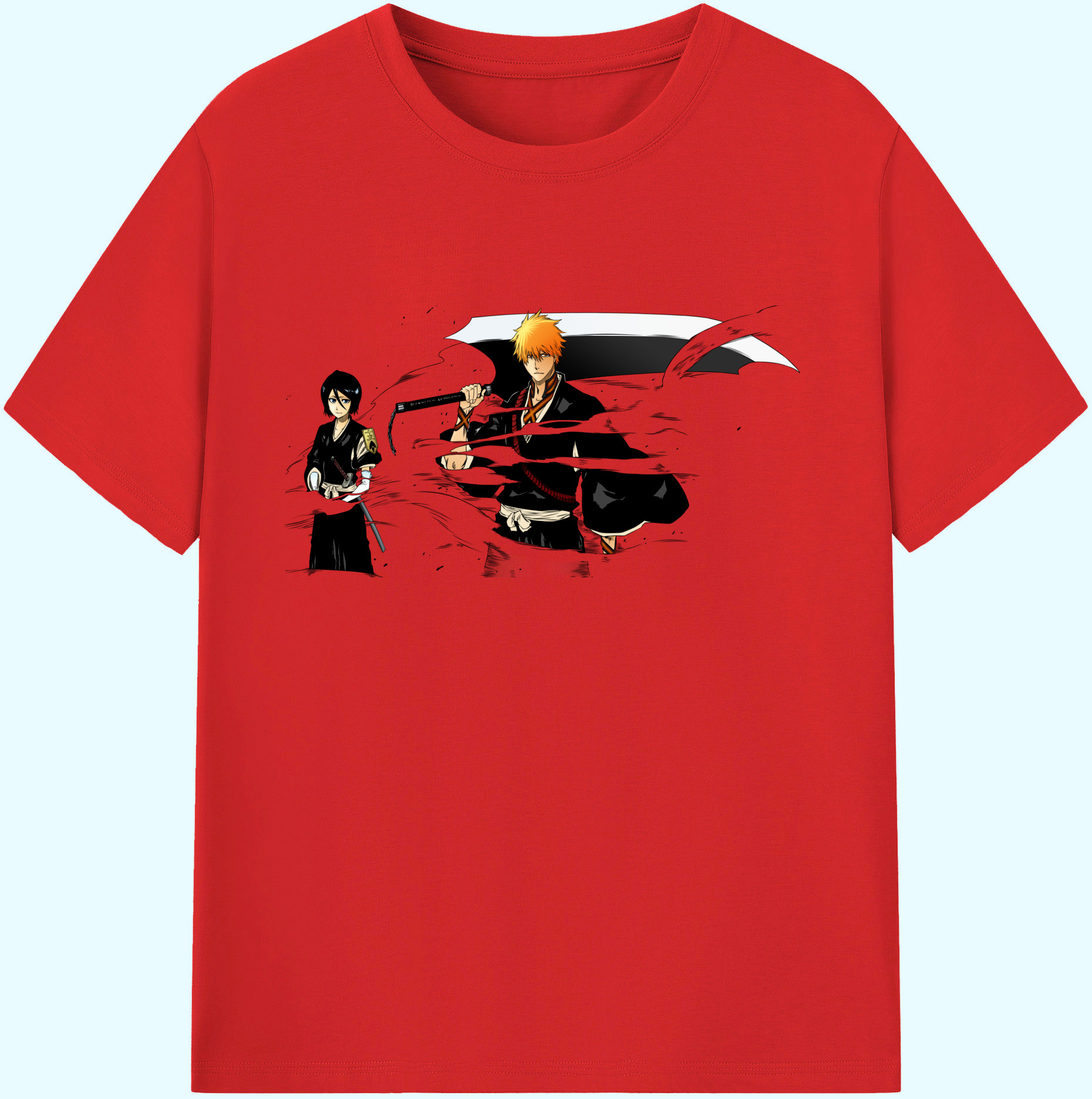 （画像用） ブリーチ 黒崎一護（くろさき いちご）BLEACH Kurosaki Ichigo 綿100％ メンズ半袖Tシャツ｜肌触りやわらか＆通気性